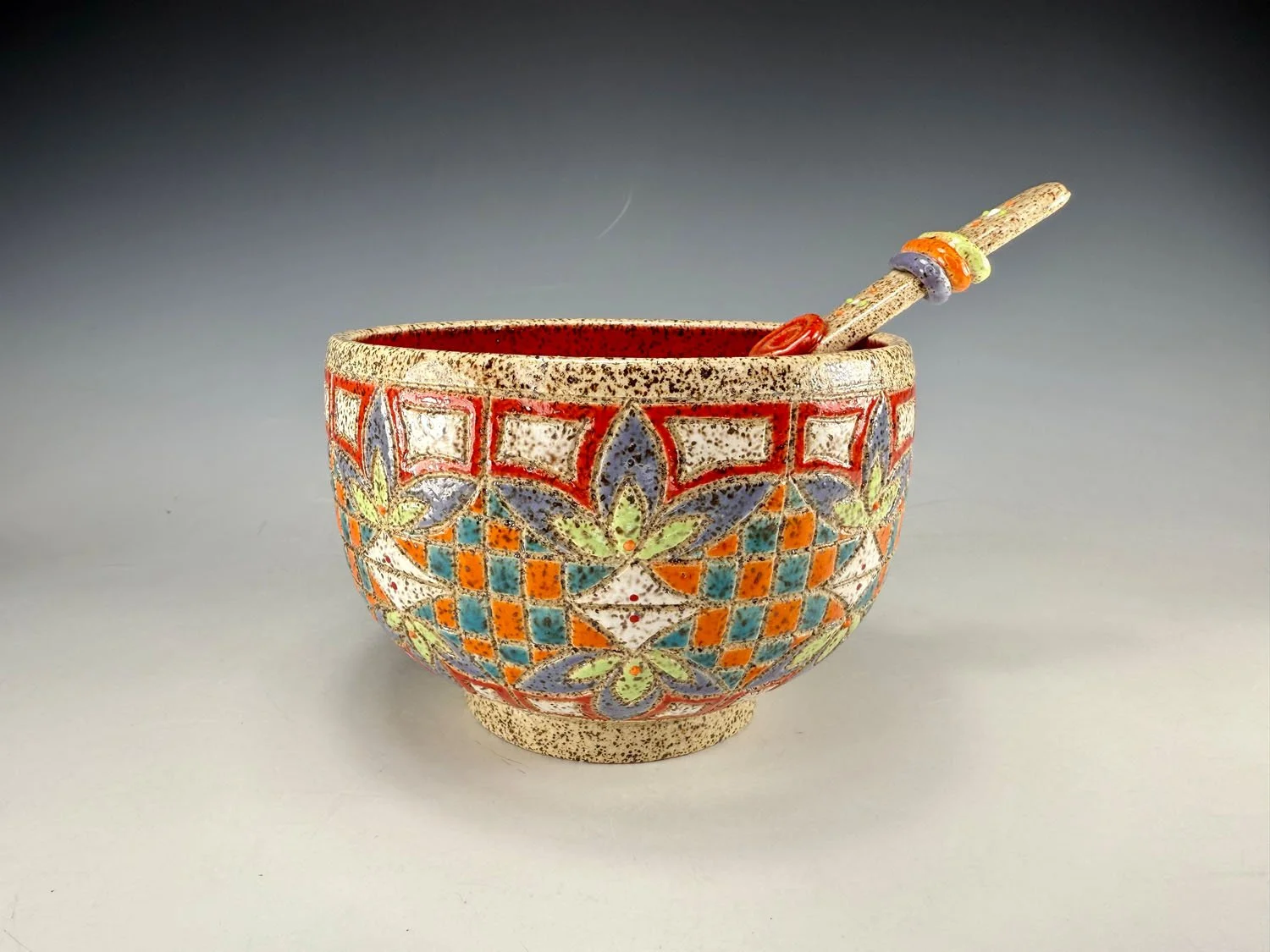 View 2 Stoneware bowl and spoon set