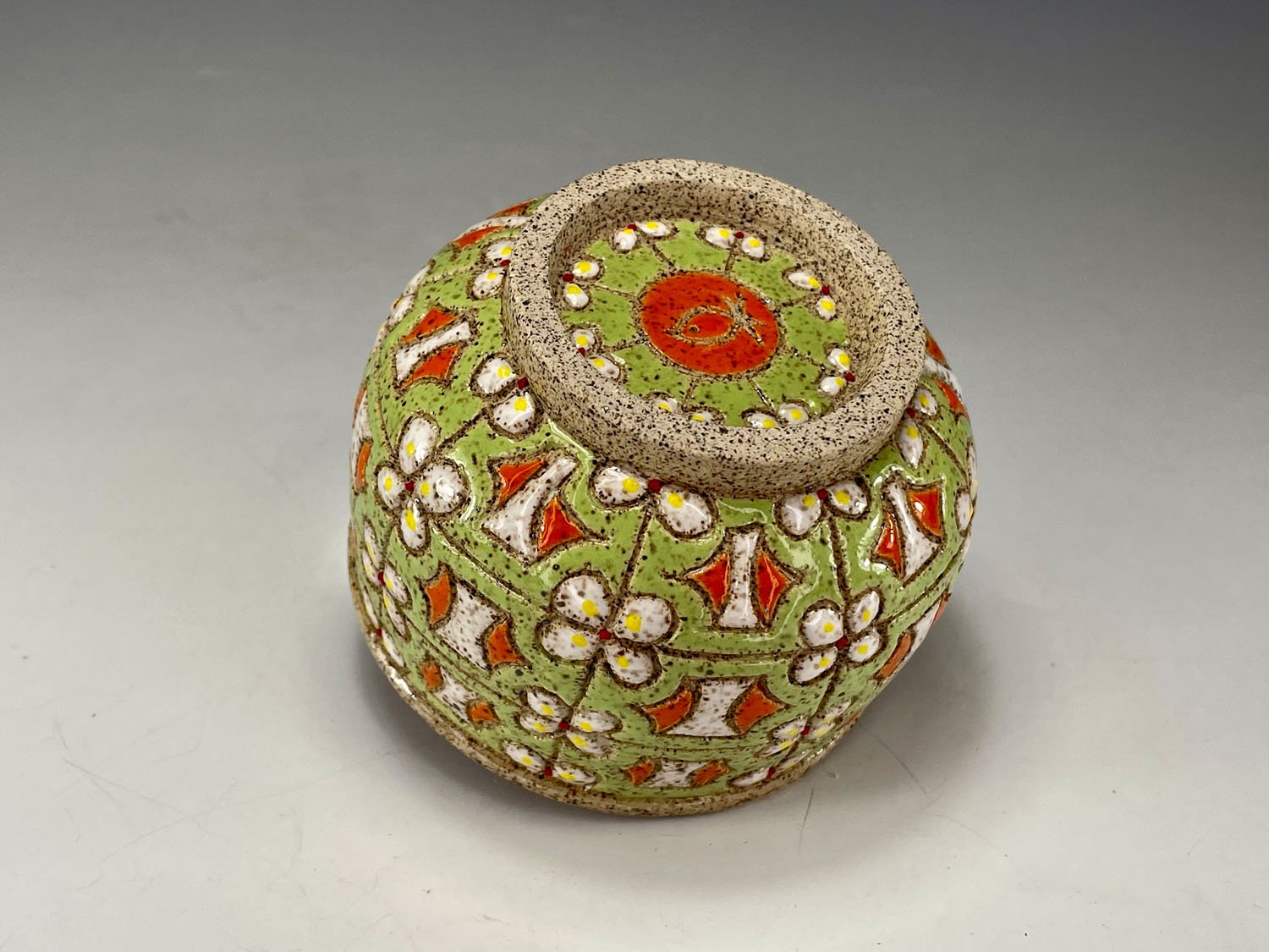 Bottom view of Citrus stoneware tea bowl stoneware cup