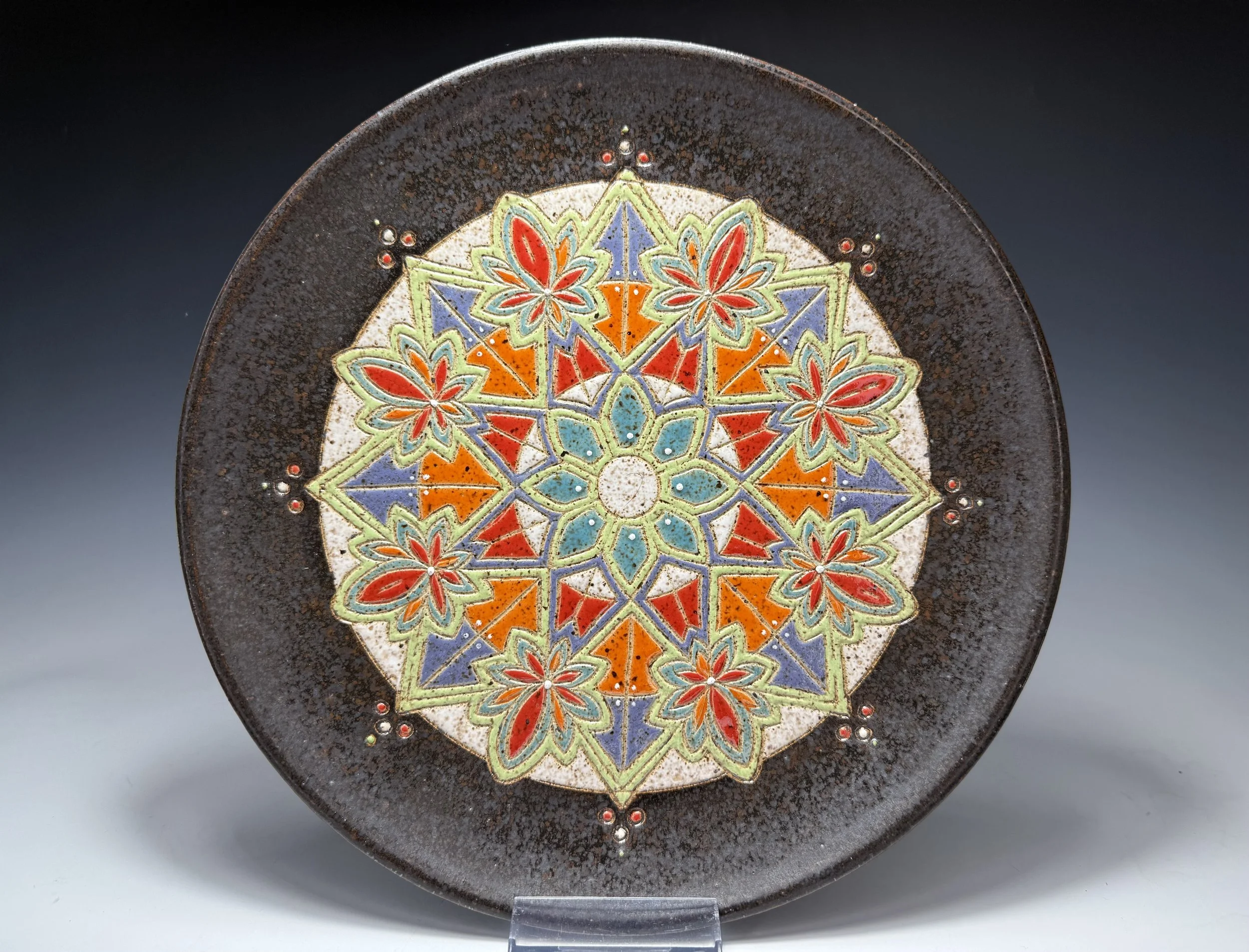 Hand carved stoneware mandala