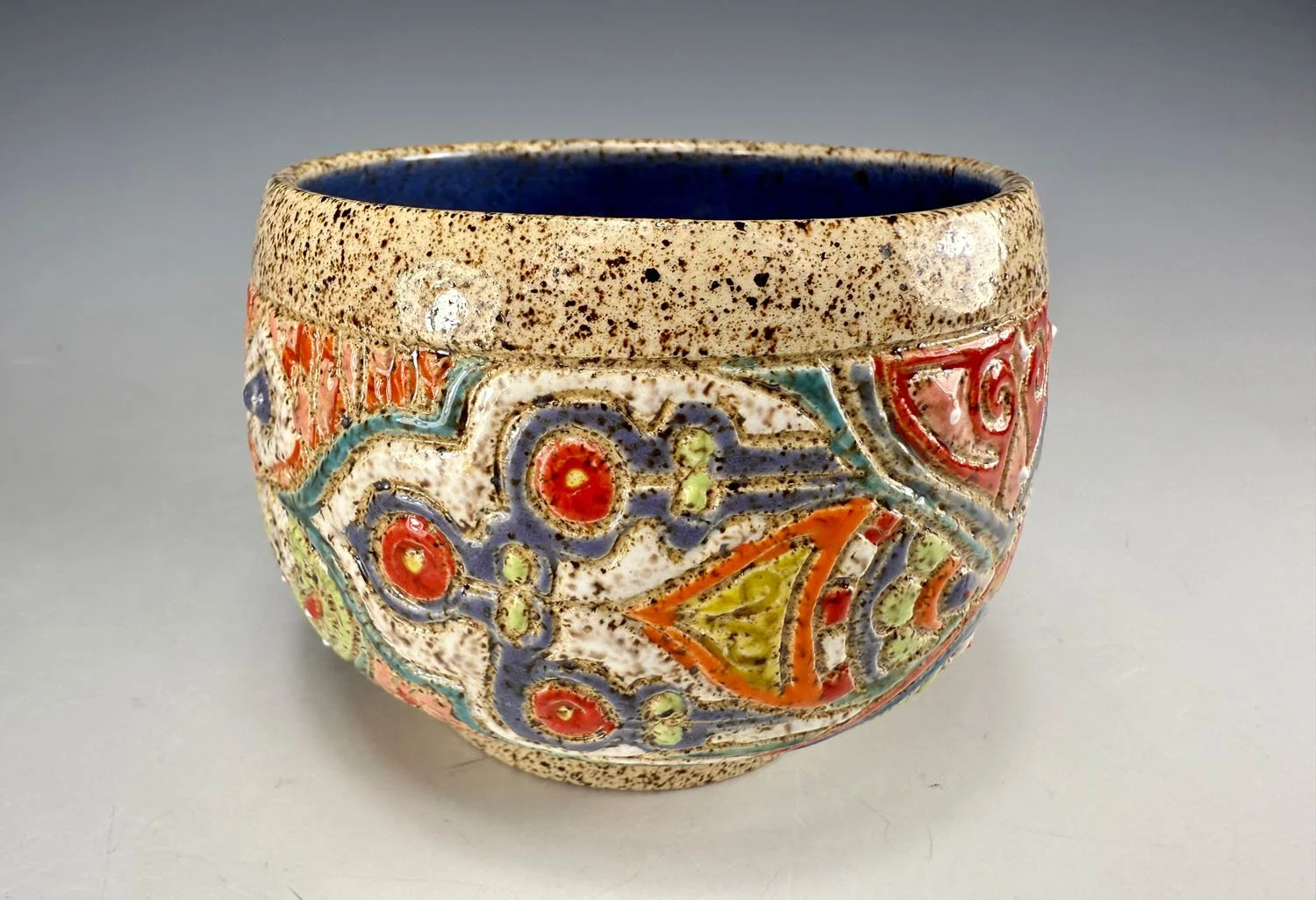 View 4 Freeform carved stoneware tea bowl