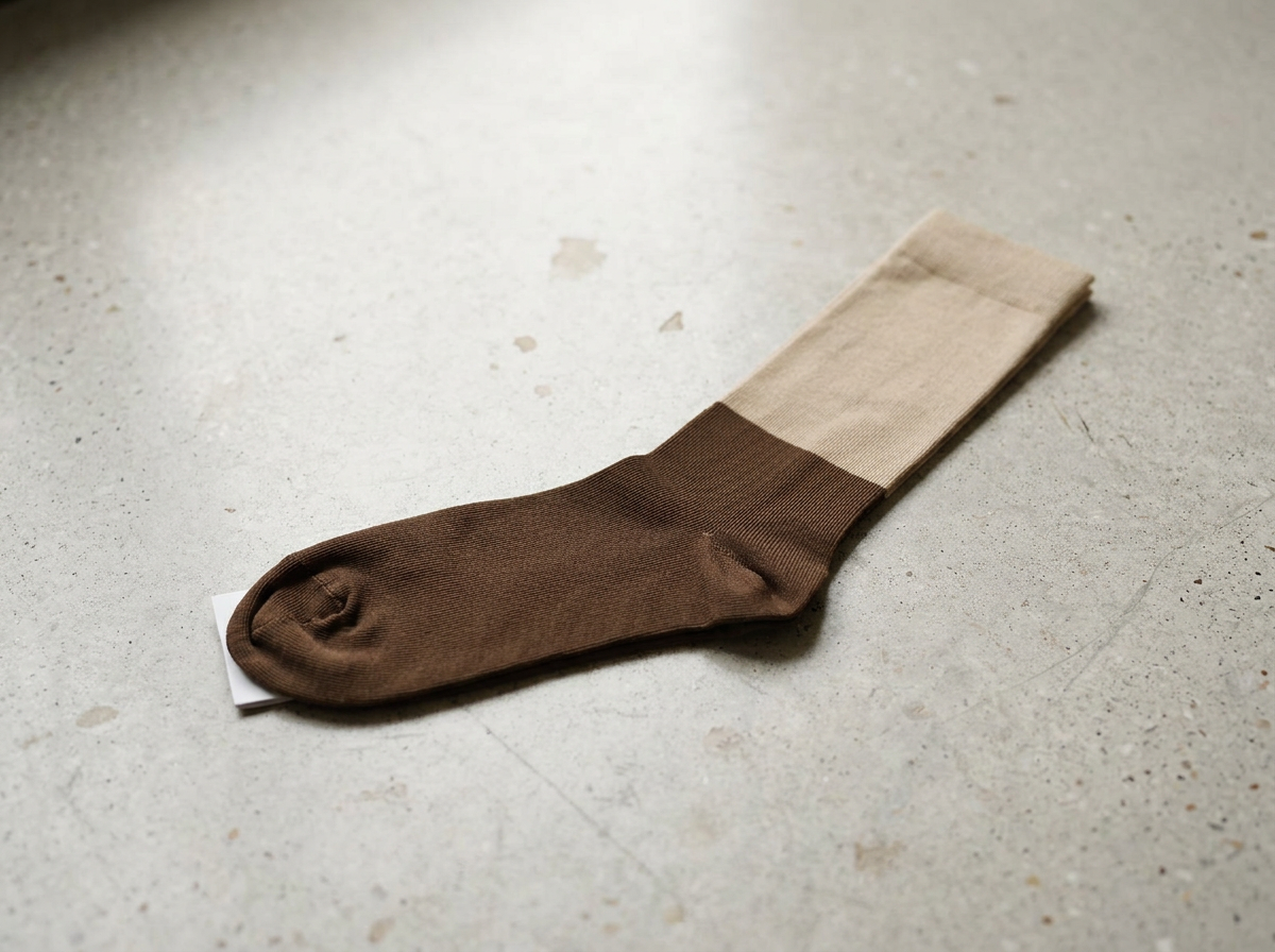 Calcetines de algodón crema bicolor