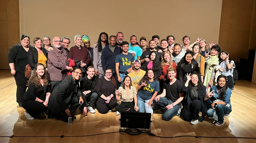 The cast of Fidelio, Deaf West Theatre, Coro de Manos Blancas, and Deaf community members from France meet at the Philharmonie de Paris, May 2024.