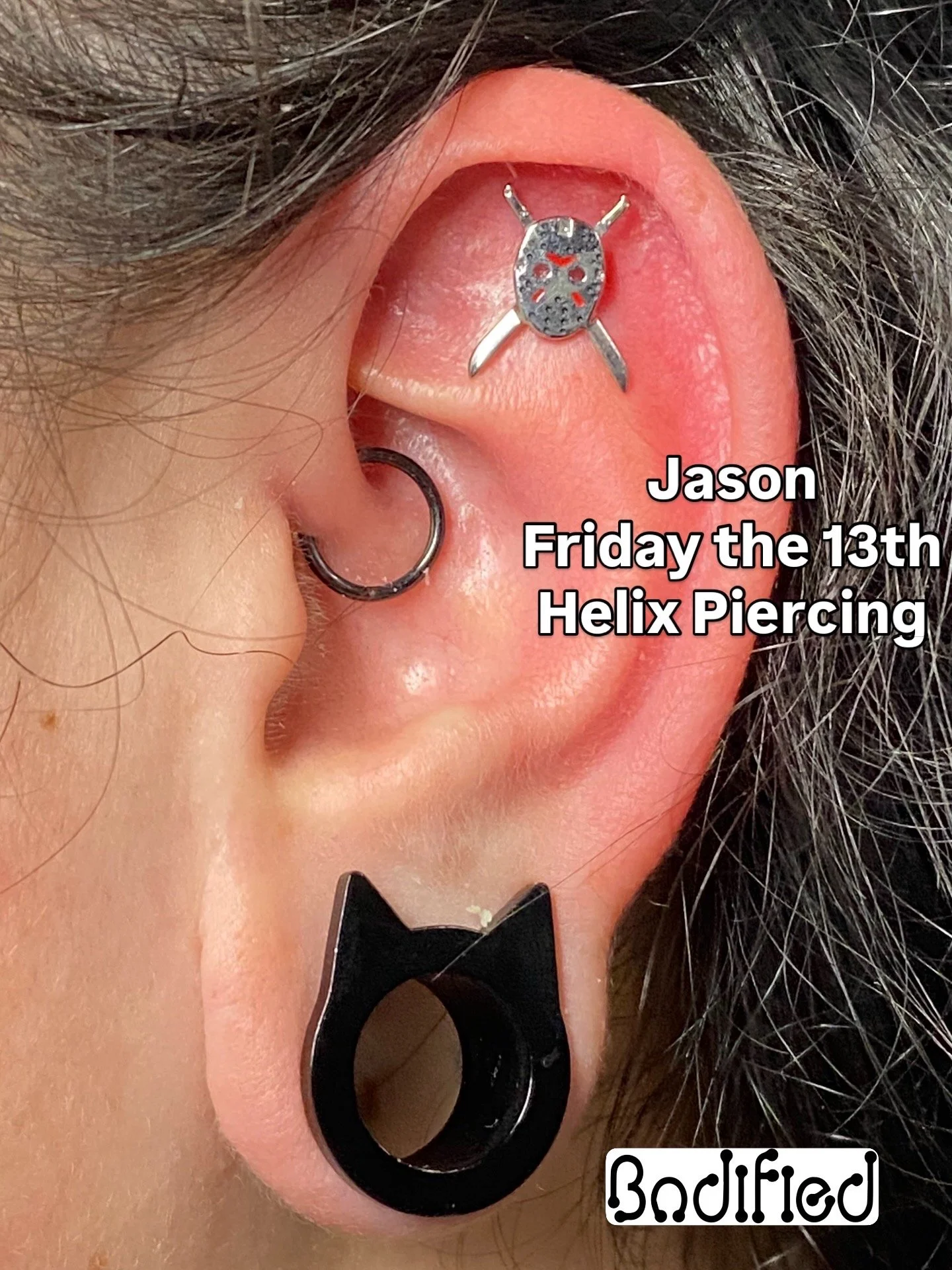 
Helix Piercing with Jason Mask Machetes Friday the 13th