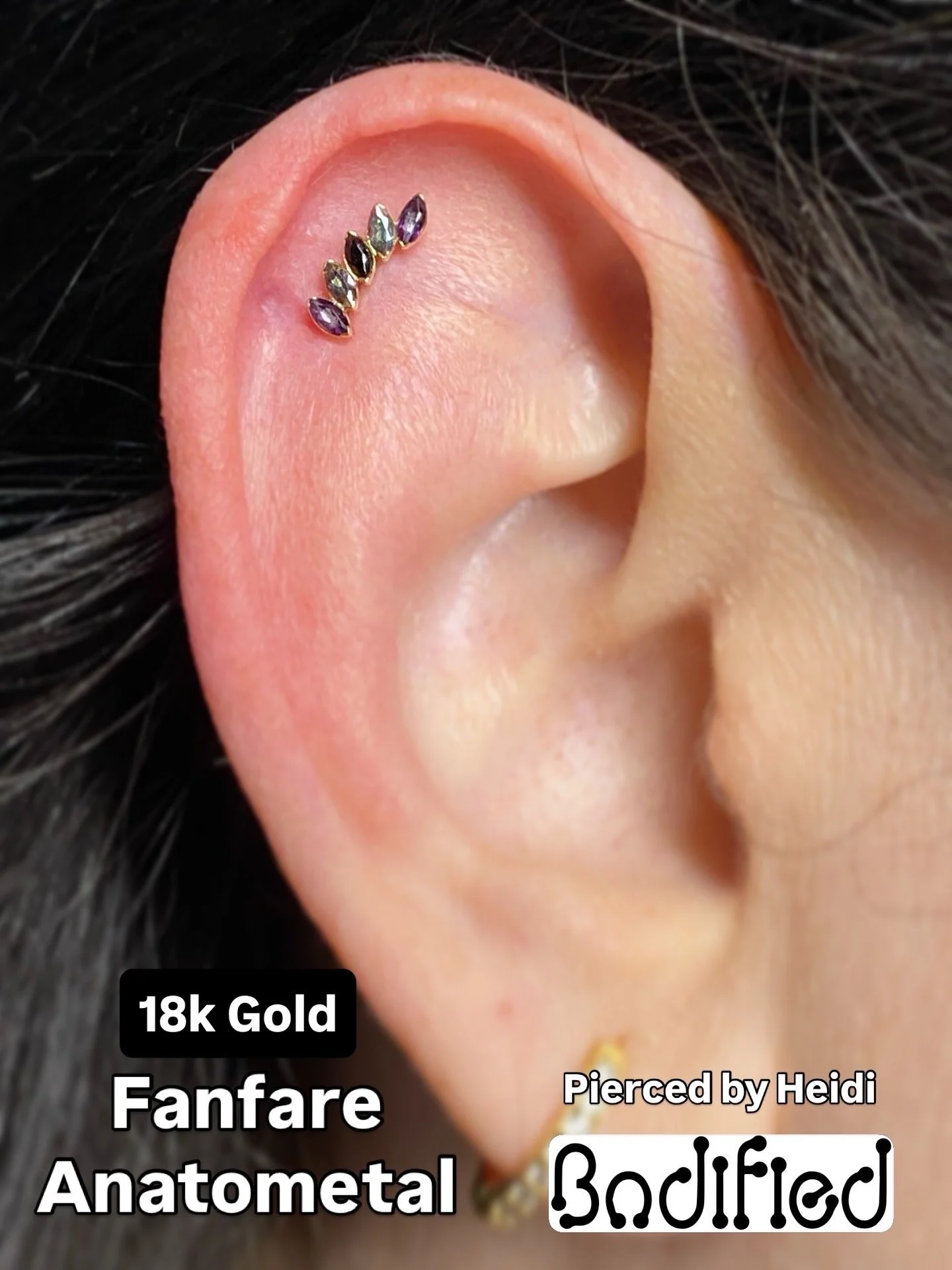 Fanfare by Anatometal. Helix pierced by Heidi.