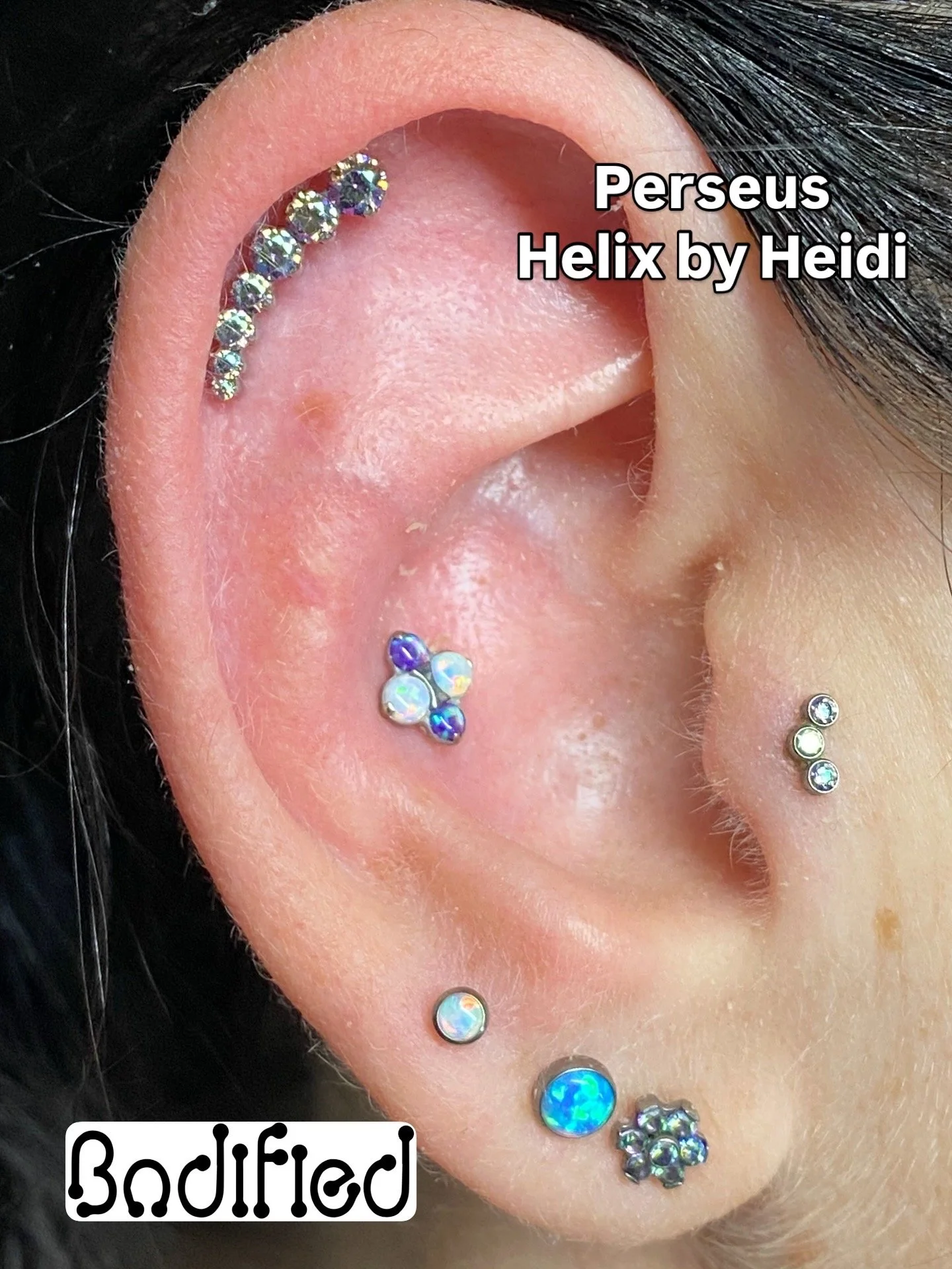 Helix, Conch, and Tragus piercings