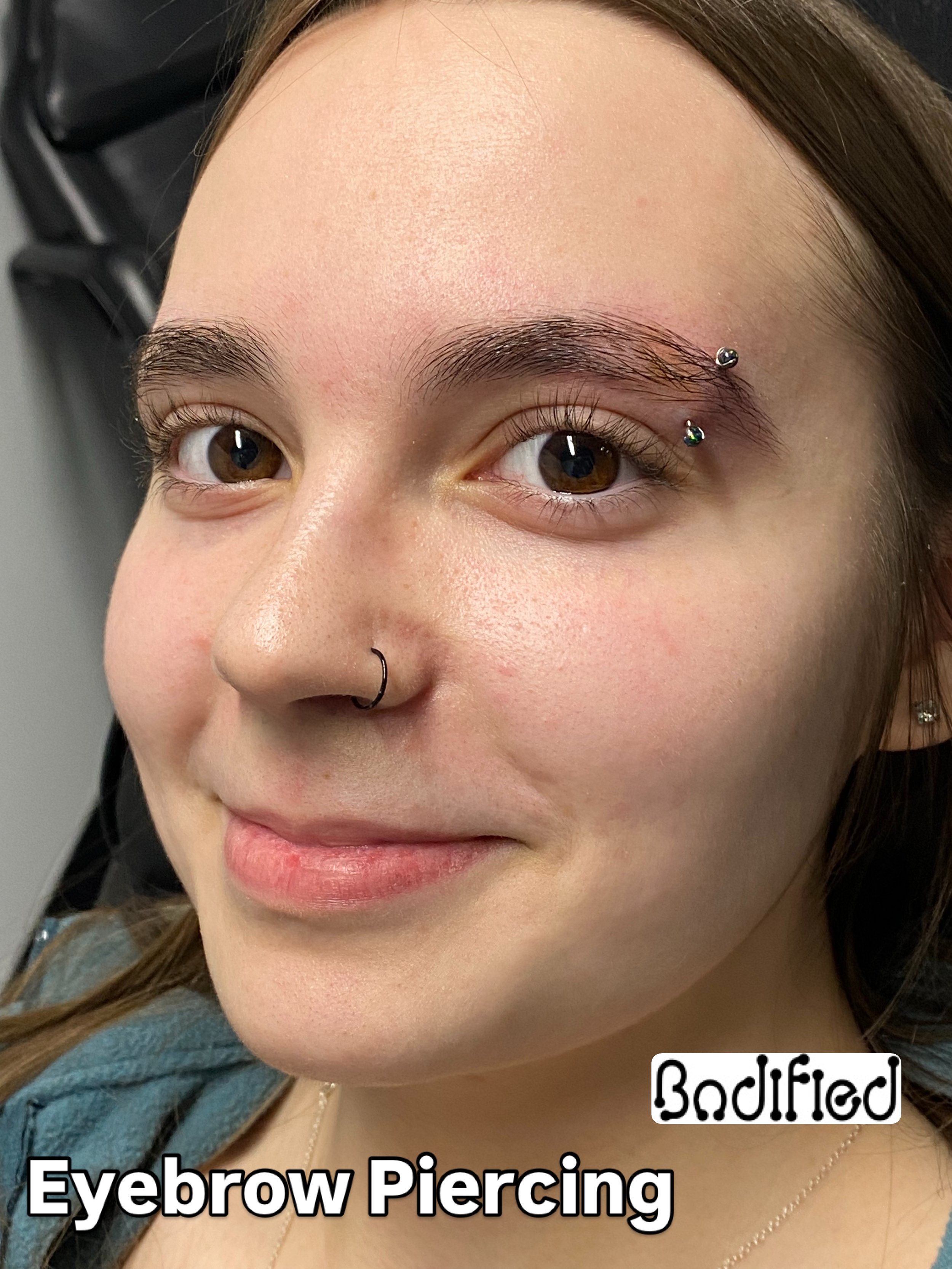 Eyebrow Piercing with Black Fire Opals