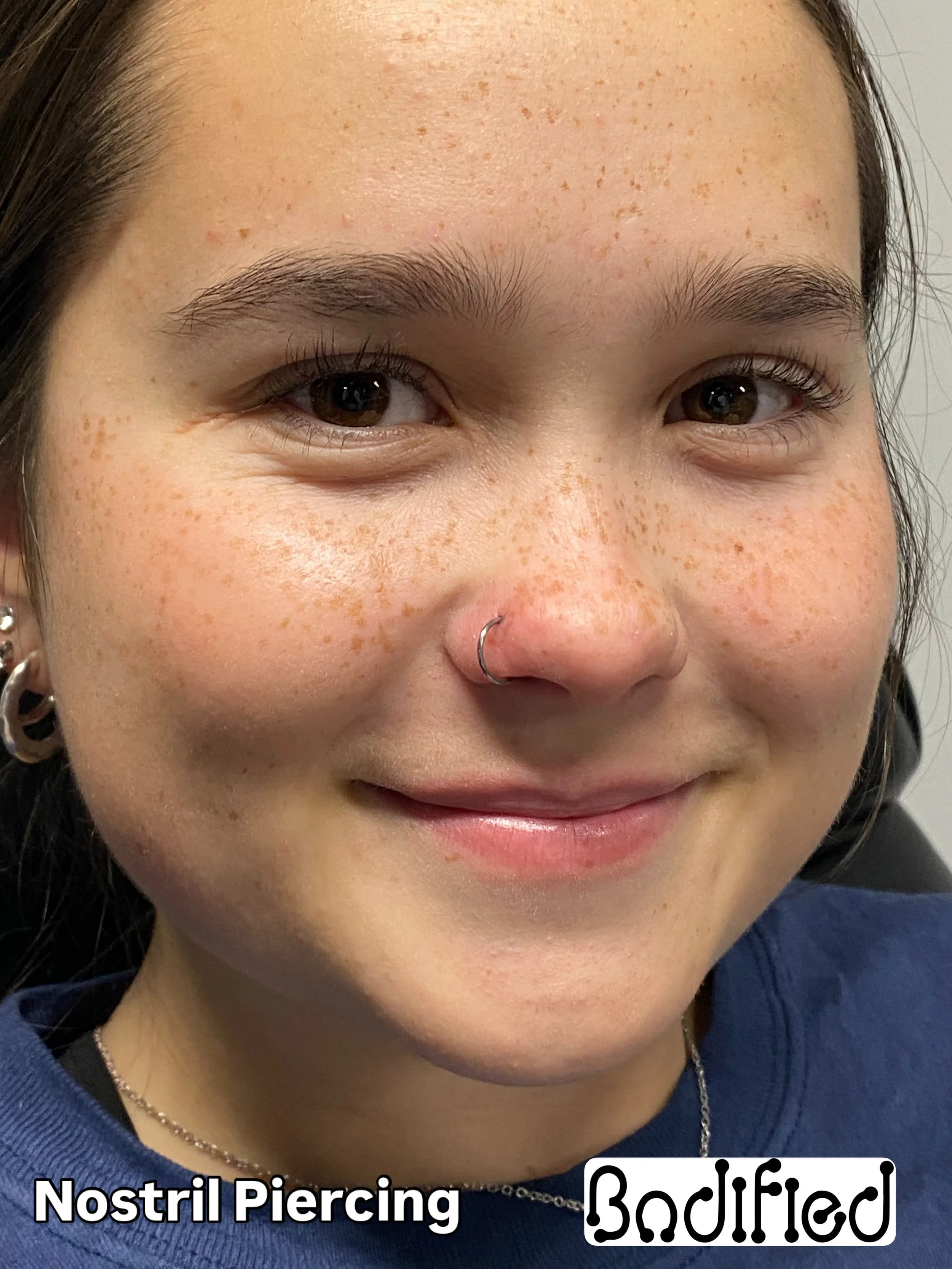 Nostril Piercing with Titanium silver hoop