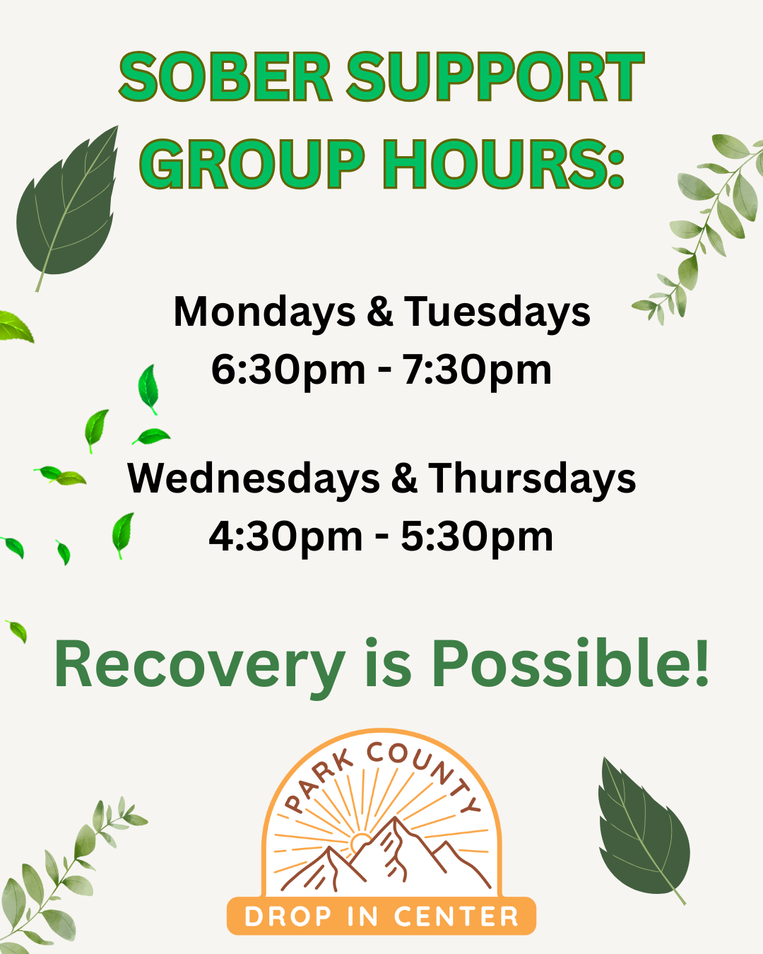Support Groups for Recovery at PCDIC 