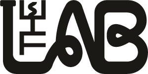 Blurred black and white text with stylized characters