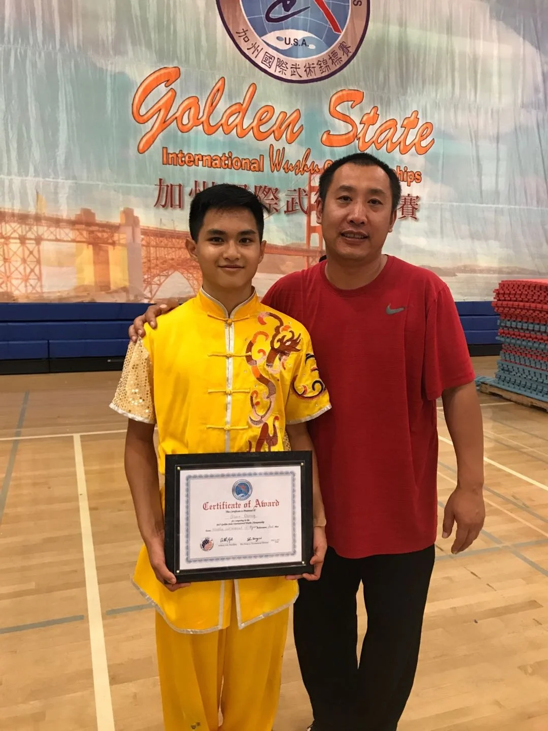 2017 USAWKF Golden State International Wushu Championships，all-around second place for 13-18 (M)