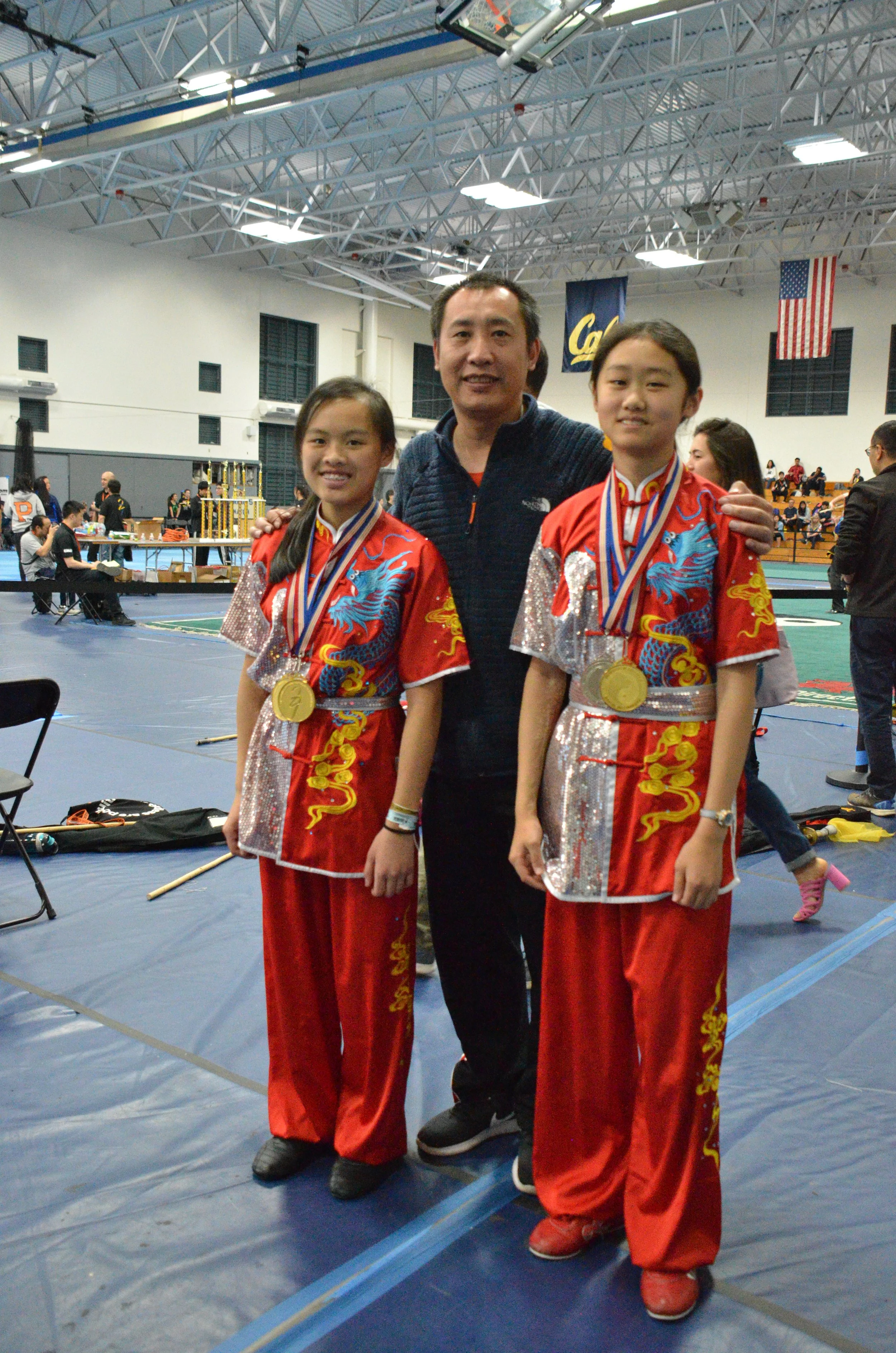 2019 UC Berkeley Chinese Martial Arts Tournament,  Joanne, Annie with Master Tong