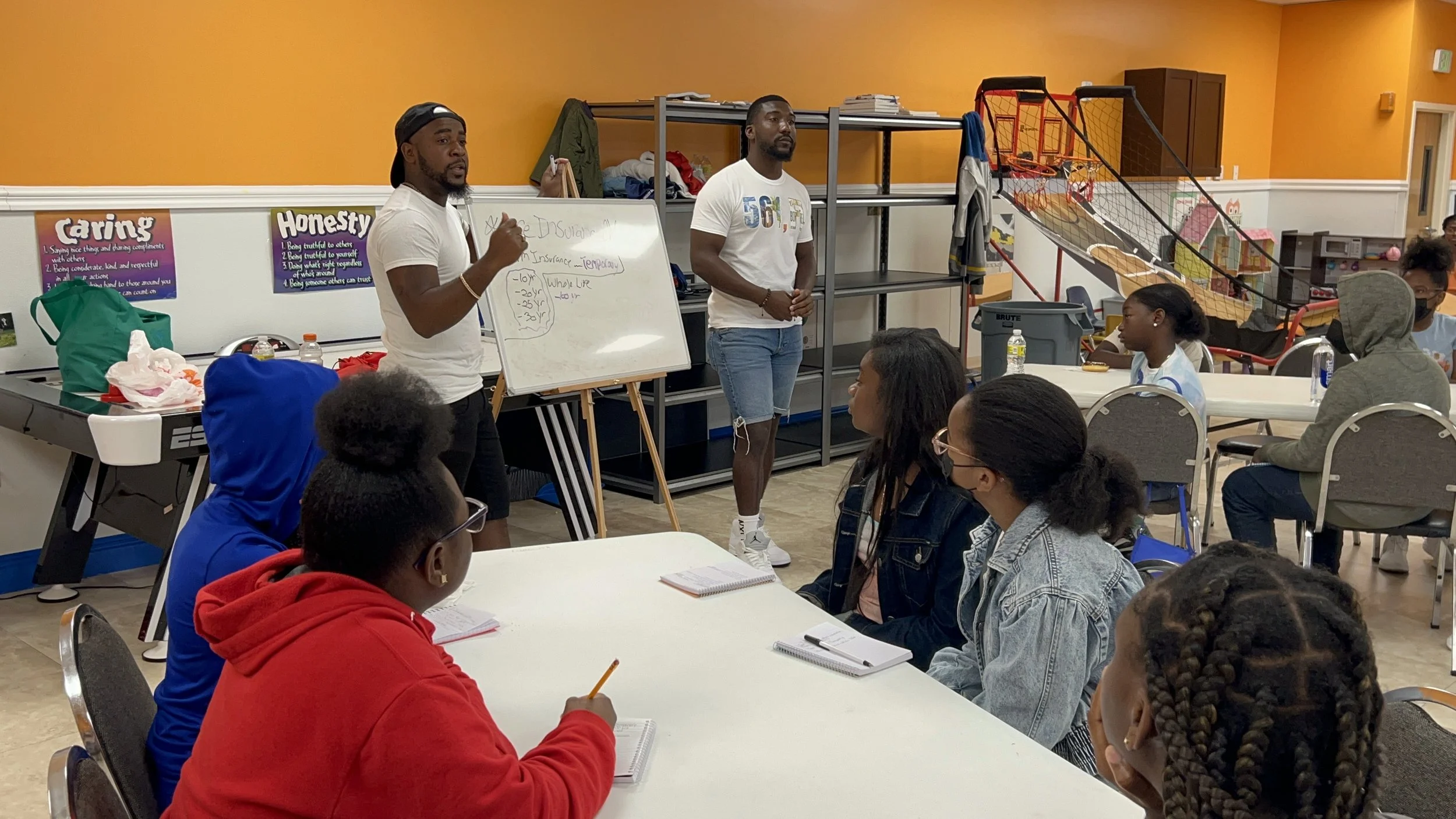 NextGen Up Founders teaching a class of middle school aged children about financial literacy