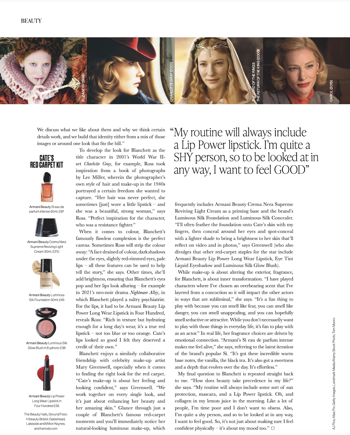 Cate Blanchett Interview contd - Harrods Nov/Dec 2023 Issue