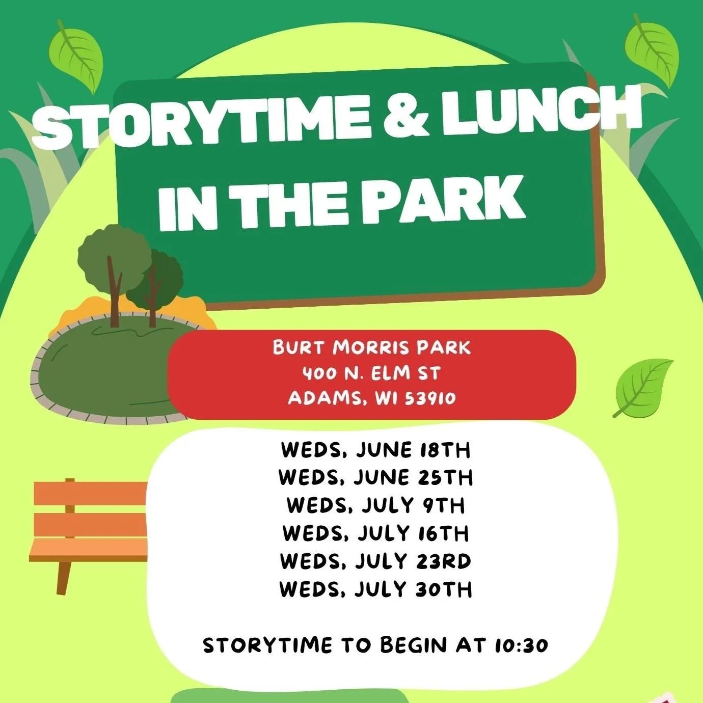 Story time and lunch in the park