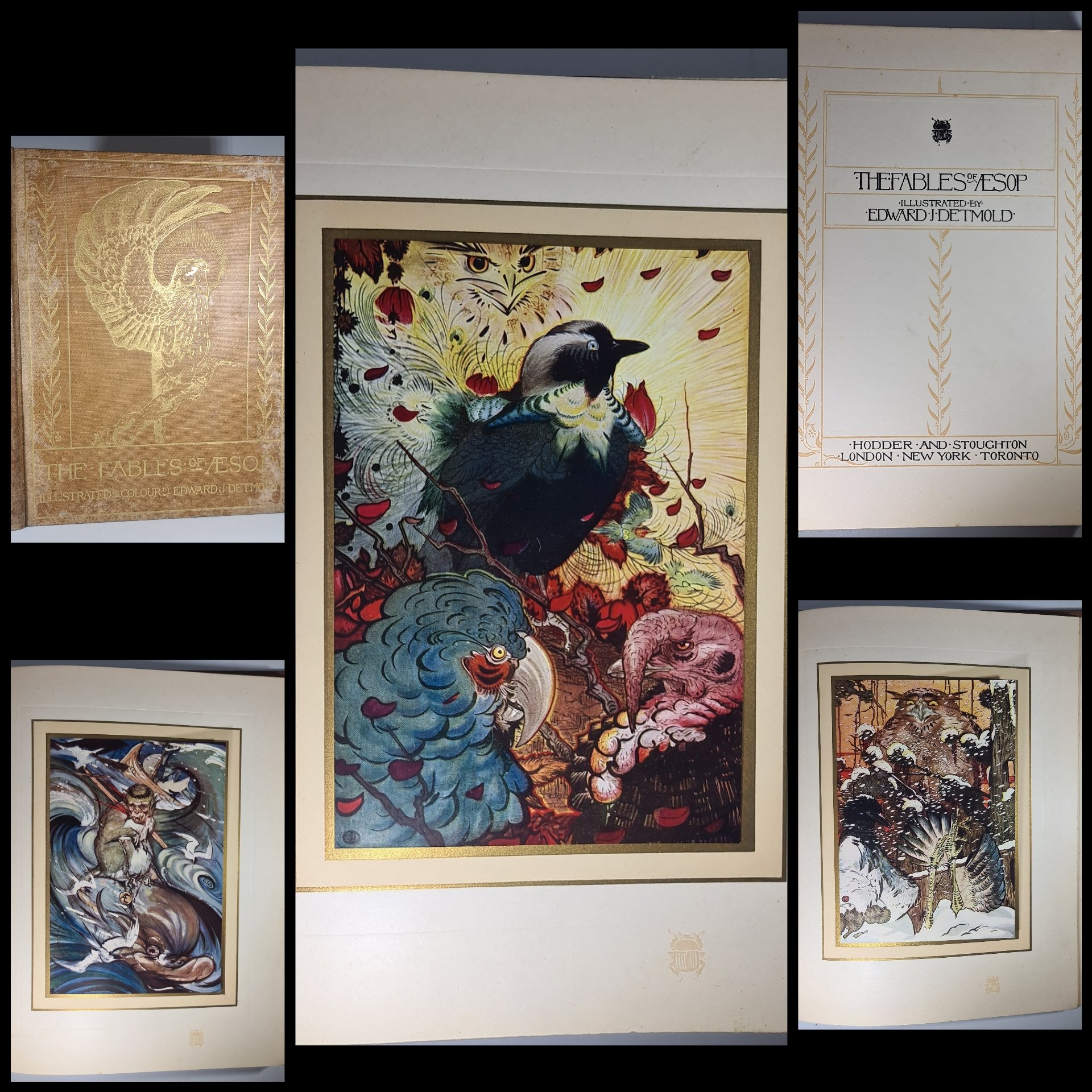 1909 1st Edtn THE FABLES OF AESOP By Sir Robert L'Estrange Illus. Edmund J. Detmold Very Good Fables