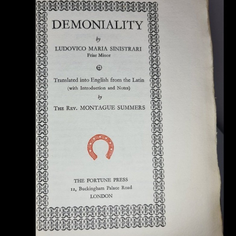 1927 1st Edtn Ltd 396/1200 With Provenance DEMONIALITY By Ludovico Maria Sinistrari