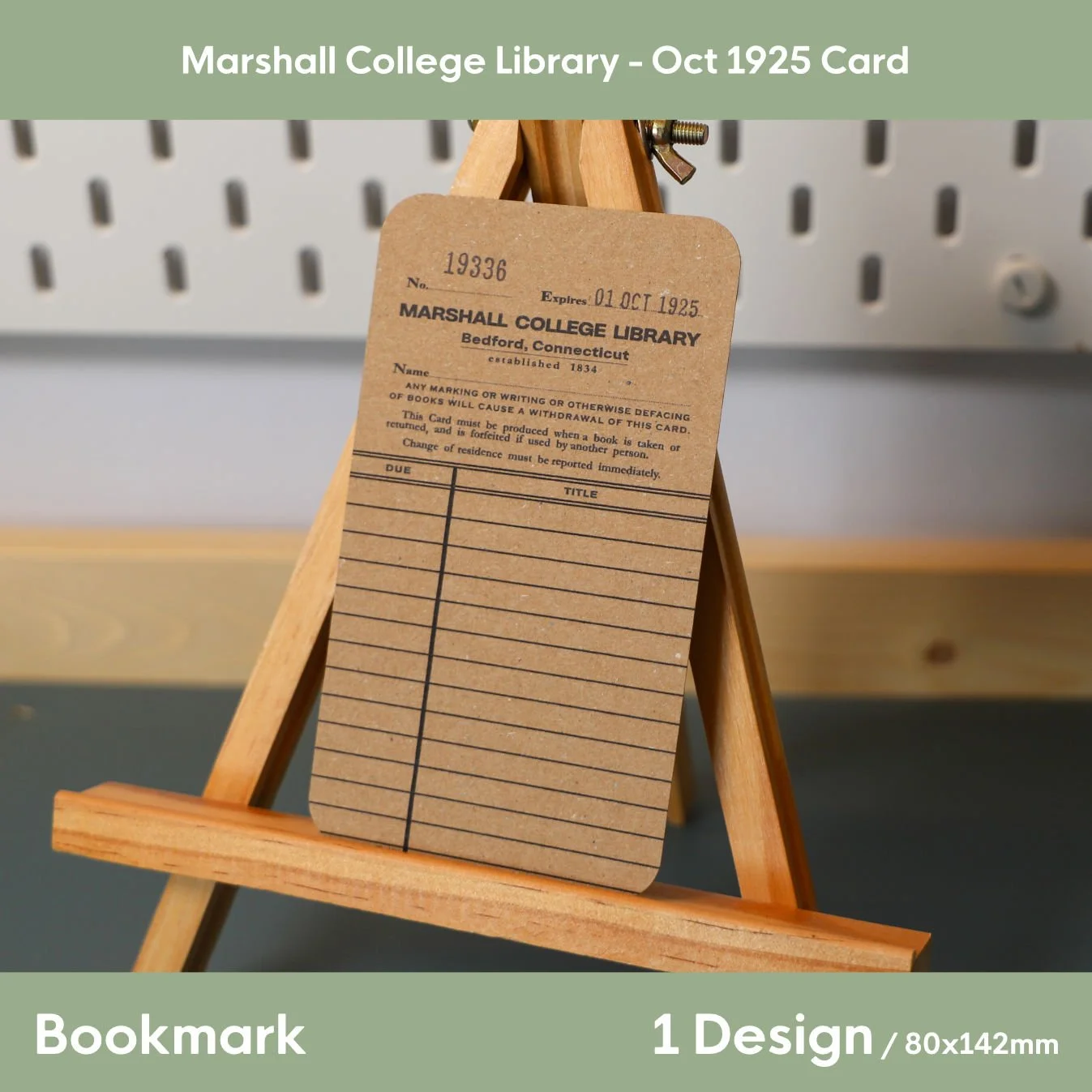 Professor Jones - Blank Oct 1925 Marshall College Library Bookmark | 80mm x 142mm