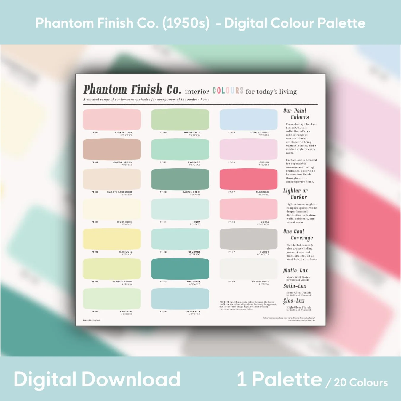 Phantom Finish Co. (1950s) - 20 Colour Palette