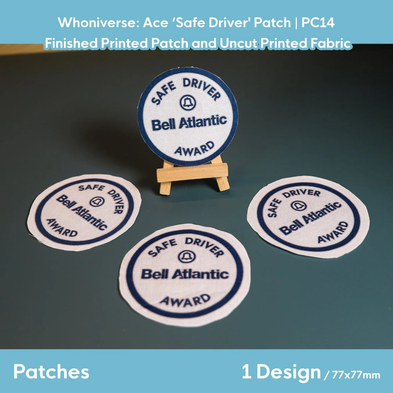 Whoniverse: Ace 'Bell Atlantic - Safe Driver' Printed Patch | 77mm x 77mm