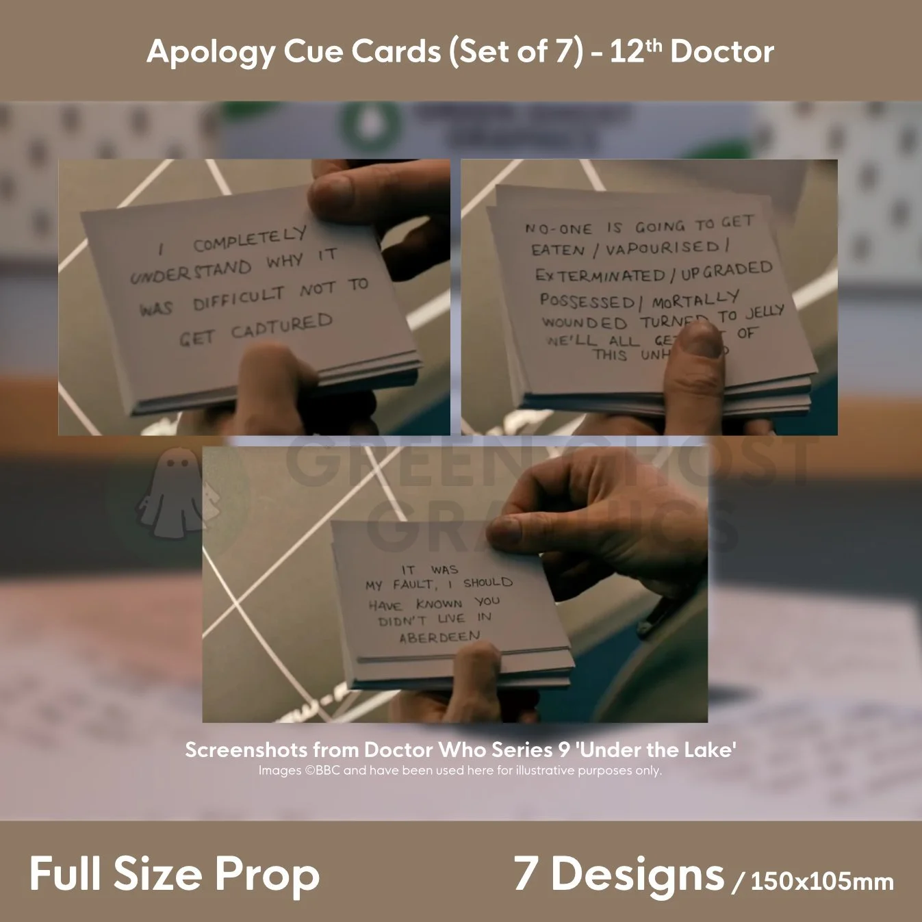A collage of three white apology cue cards featuring handwritten messages including “I COMPLETELY UNDERSTAND WHY IT WAS DIFFICULT NOT TO GET CAPTURED,”