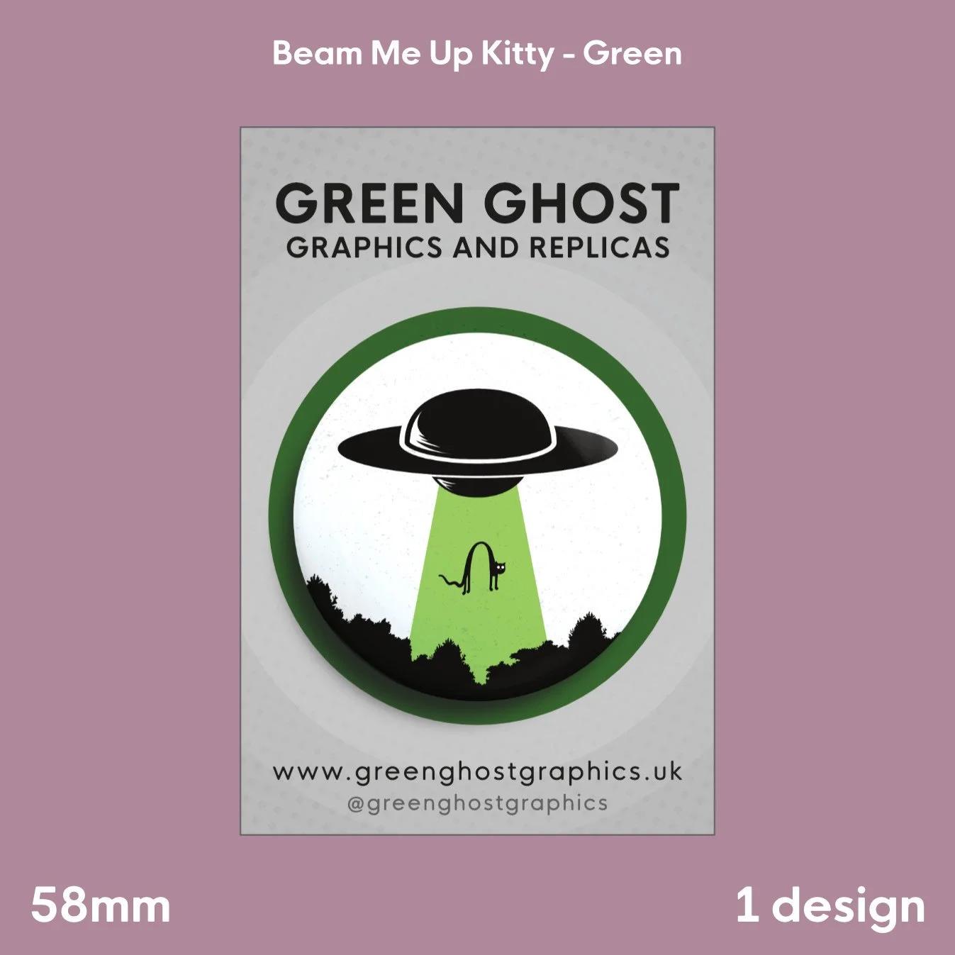 Beam Me Up Kitty - Green Beam | 58mm