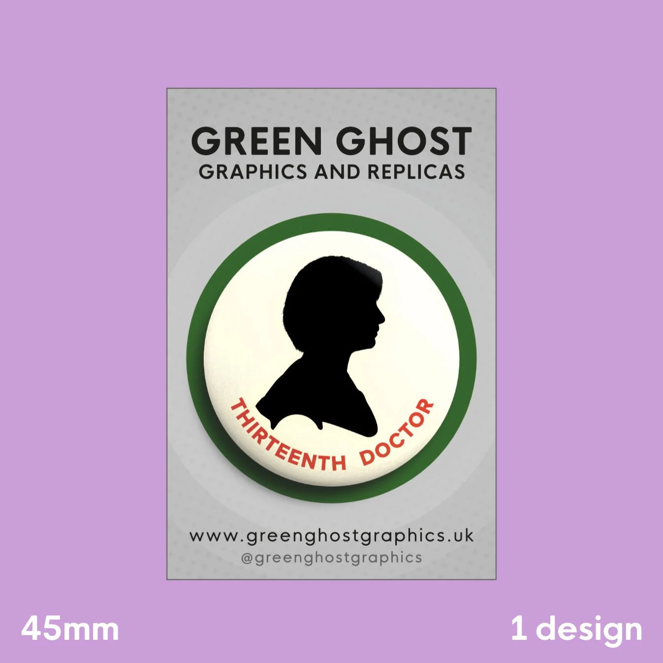 Whoniverse: 13th Doctor Silhouette (Greyscale Variant) Badge | 45mm