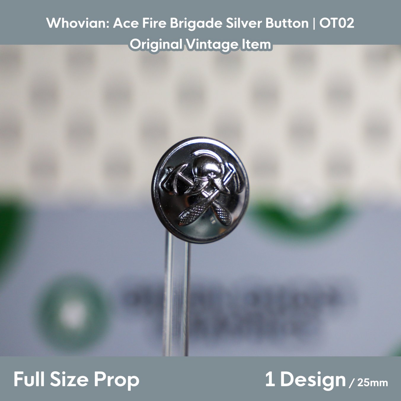 Whovian: Ace Fire Brigade Silver Button - Original Vintage Item | 25x25mm
