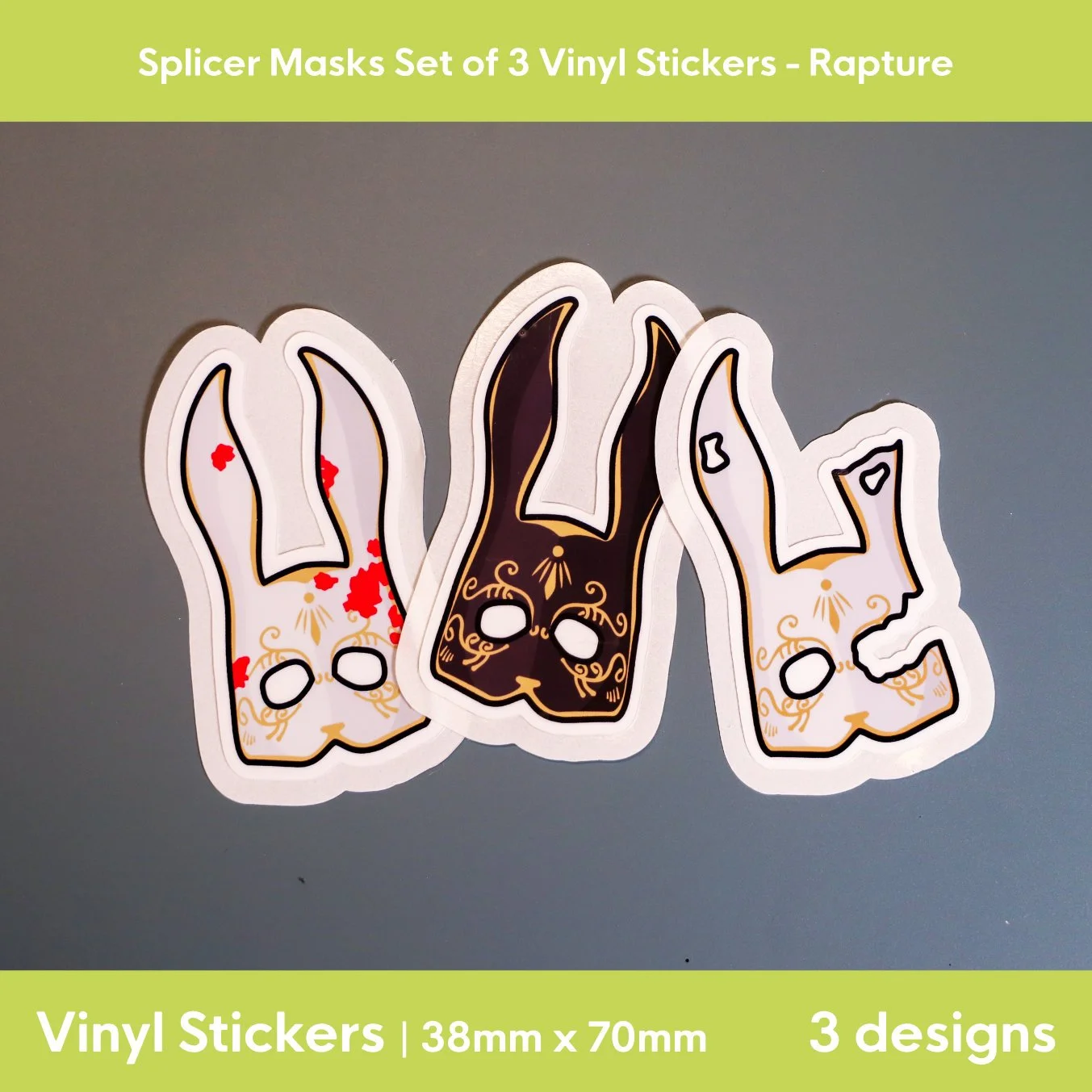 Rapture: Splicer Mask Vinyl Stickers [Set of 3] | 38mm x 70mm