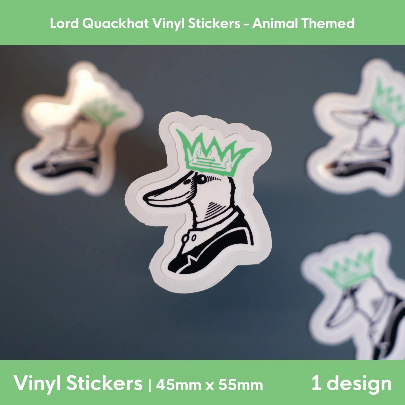 Animal Themed: Lord Quackhat Vinyl Sticker | 45mm x 55mm