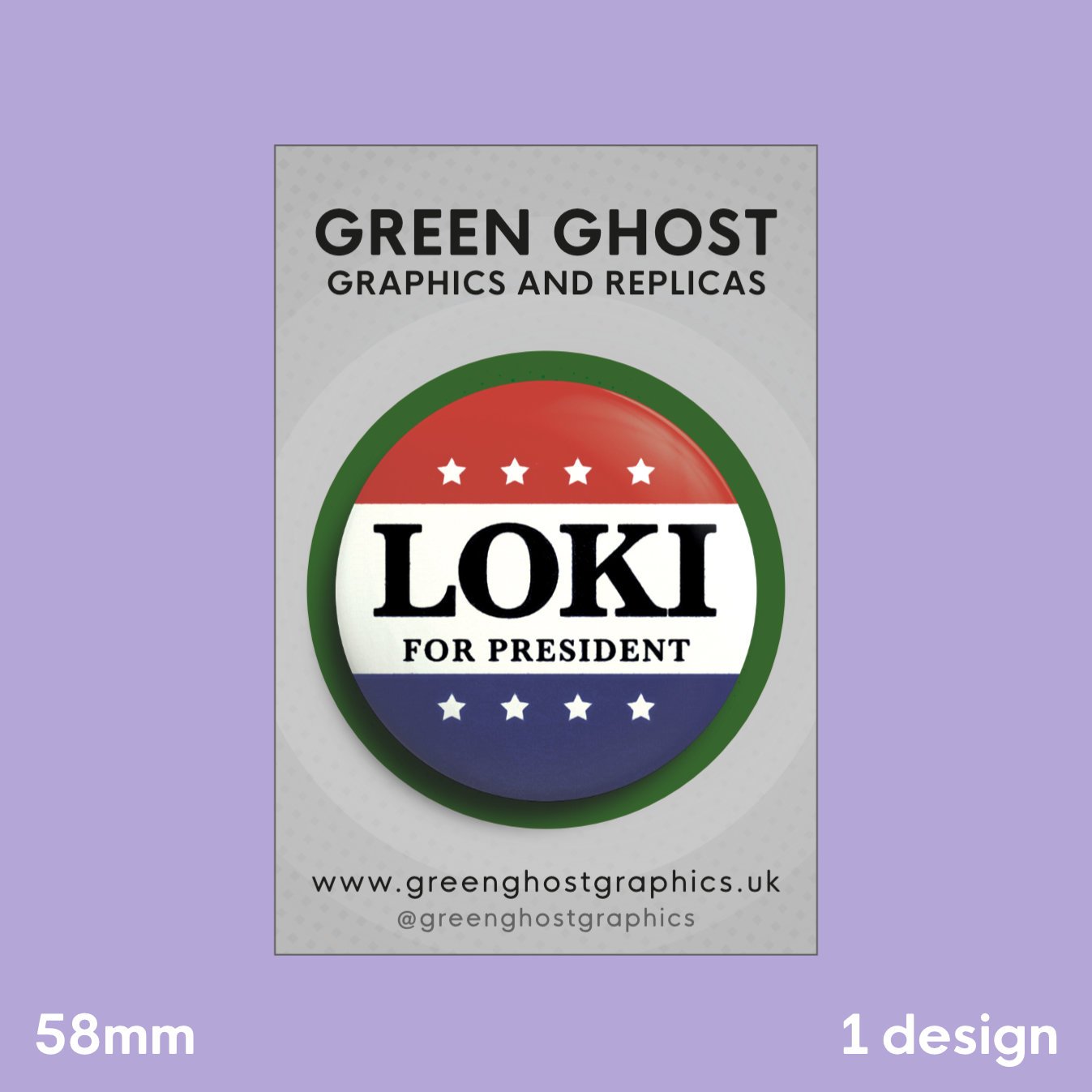 Marvel-lous: 'Loki for President' Version 2 Clean Badge | 58mm