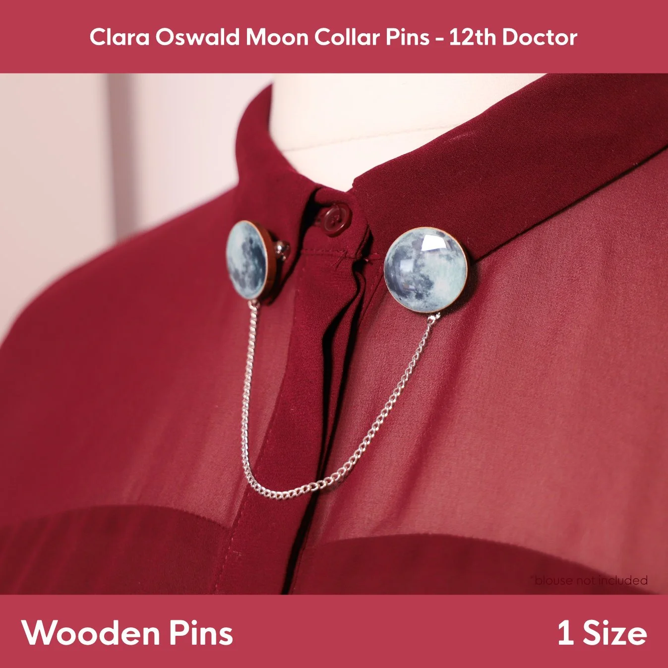 Whovian: Clara Oswald Moon Collar Wooden Pins | One Size