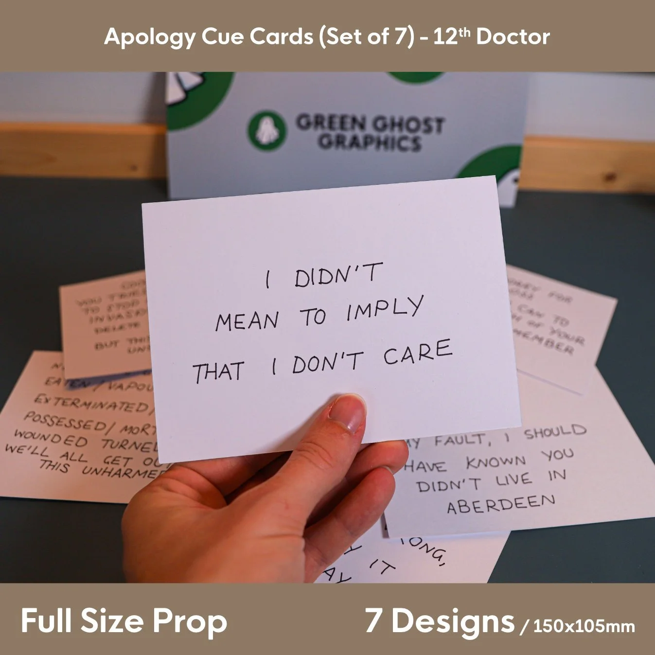 Whovian: Apology Cue Cards (Set of 7) | 150x105mm