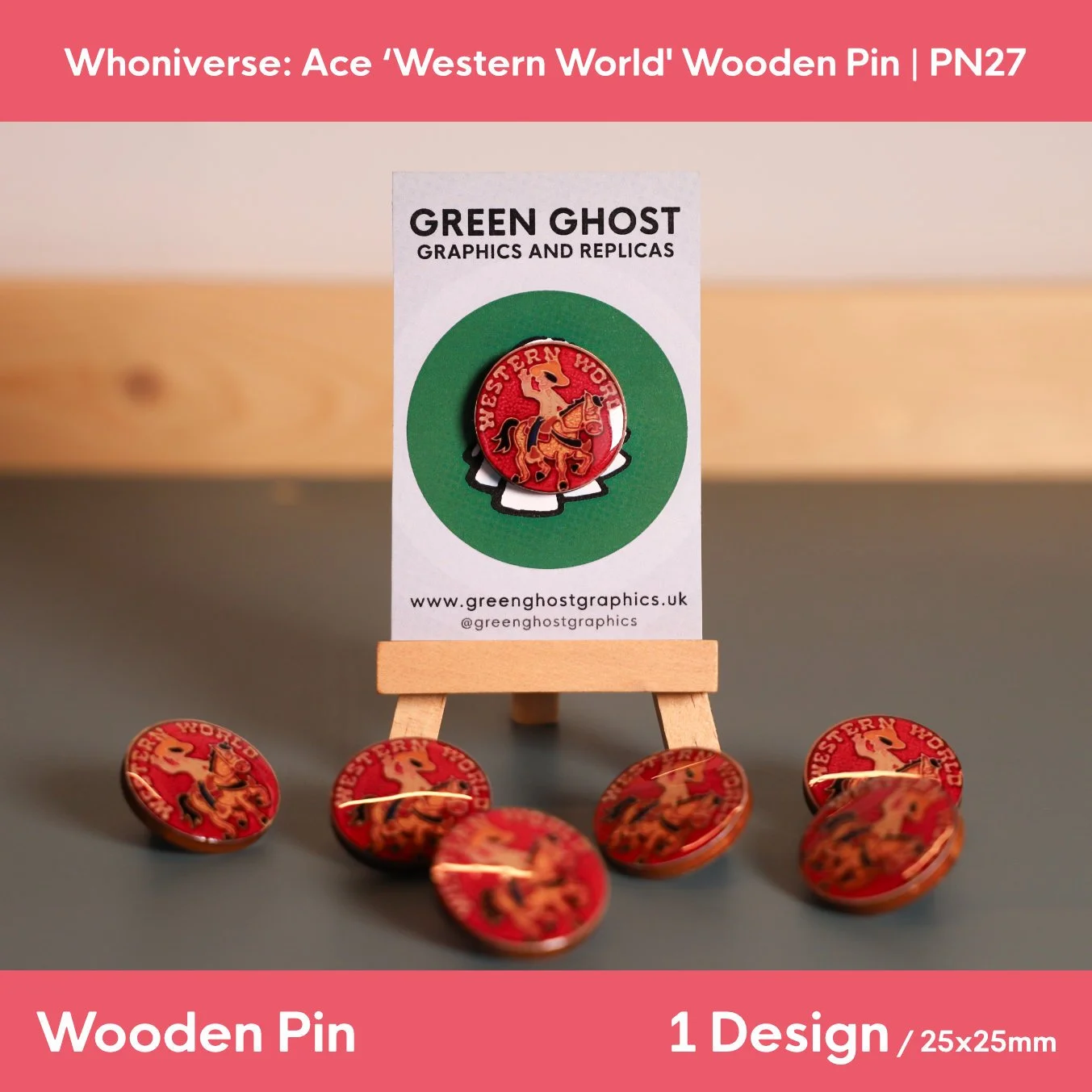 Whoniverse: Ace 'Western World' Wooden Pin | 25mm x 25mm