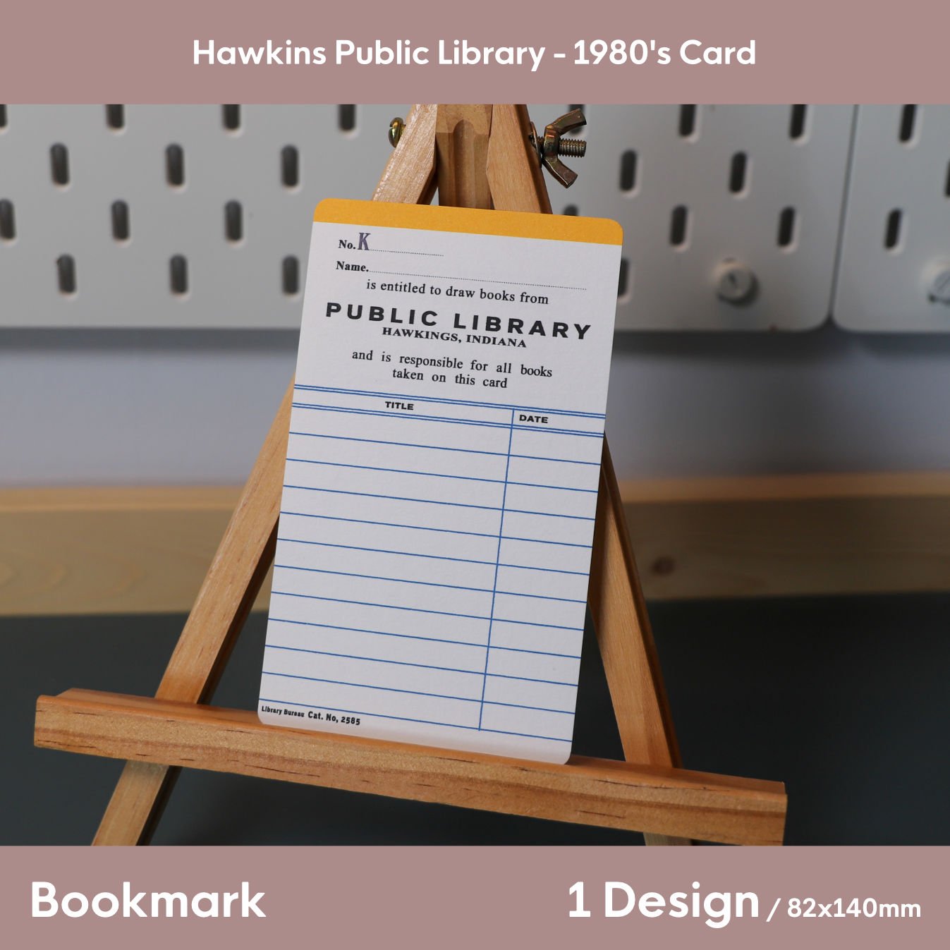 Upside Down - Blank Hawkins Public Library Card Bookmark | 82mm x 140mm