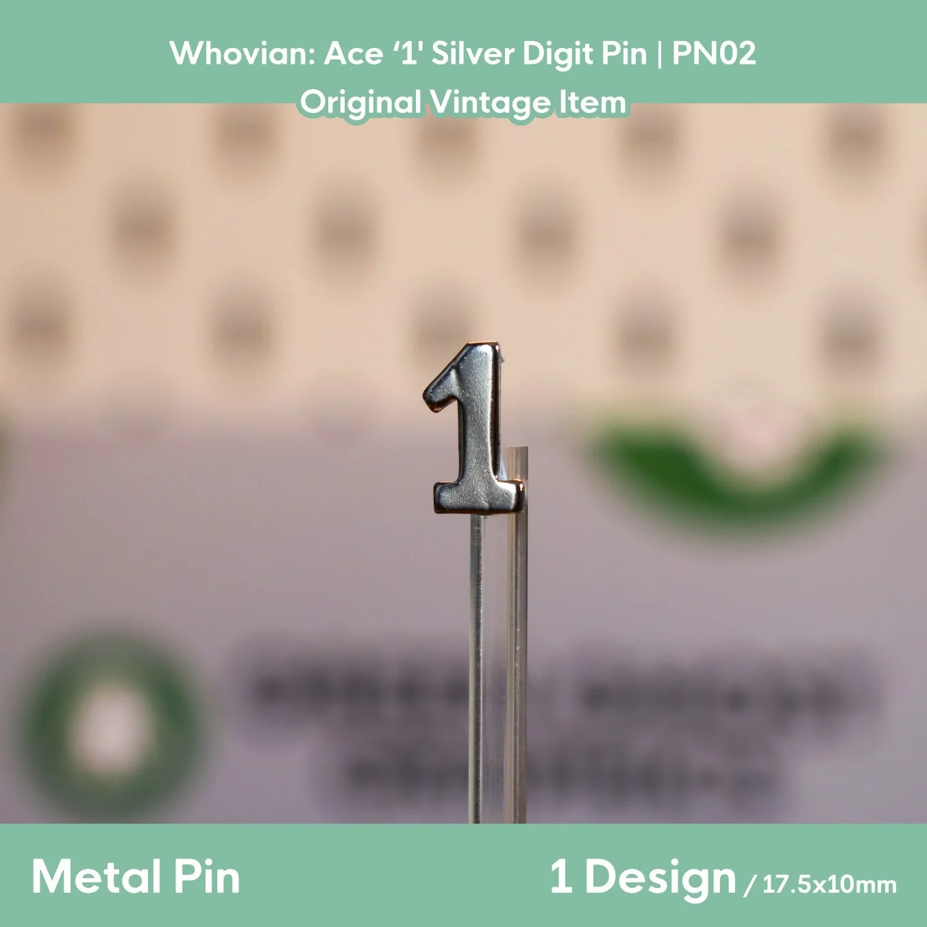 Whovian: Ace '1' Silver Digit Metal Pin - Original Vintage Item | 18x10mm