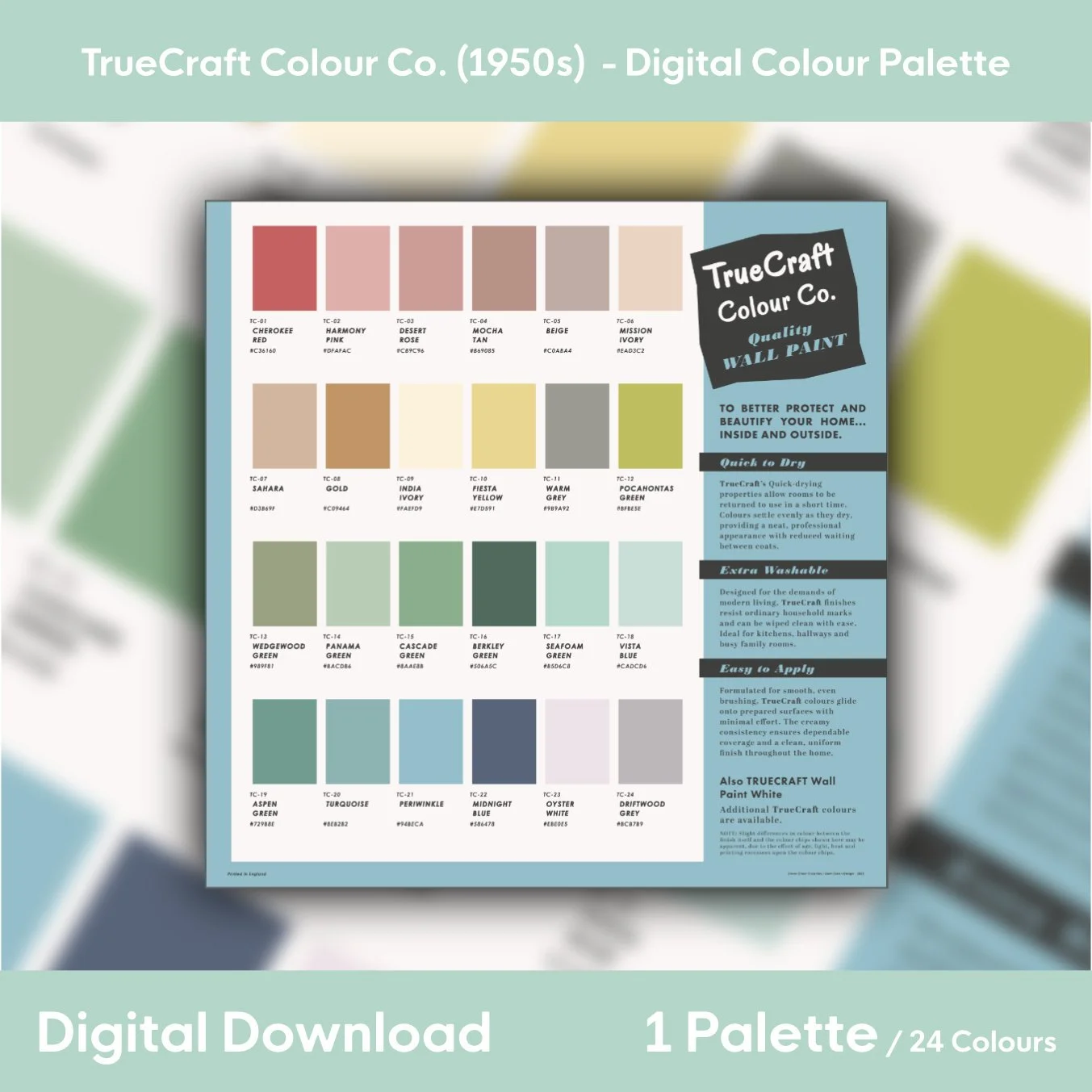 TrueCraft Colour Co. (1950s) - 24 Colour Palette