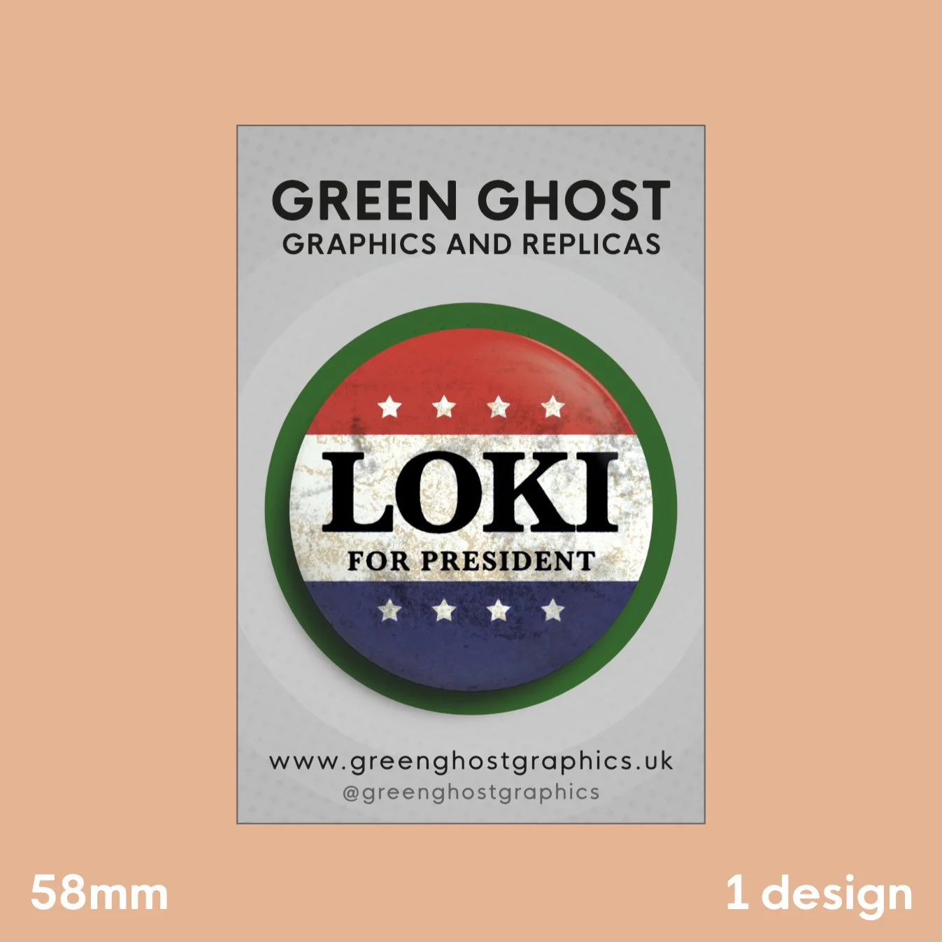 Marvel-lous: 'Loki for President' Version 2 Aged Badge | 58mm