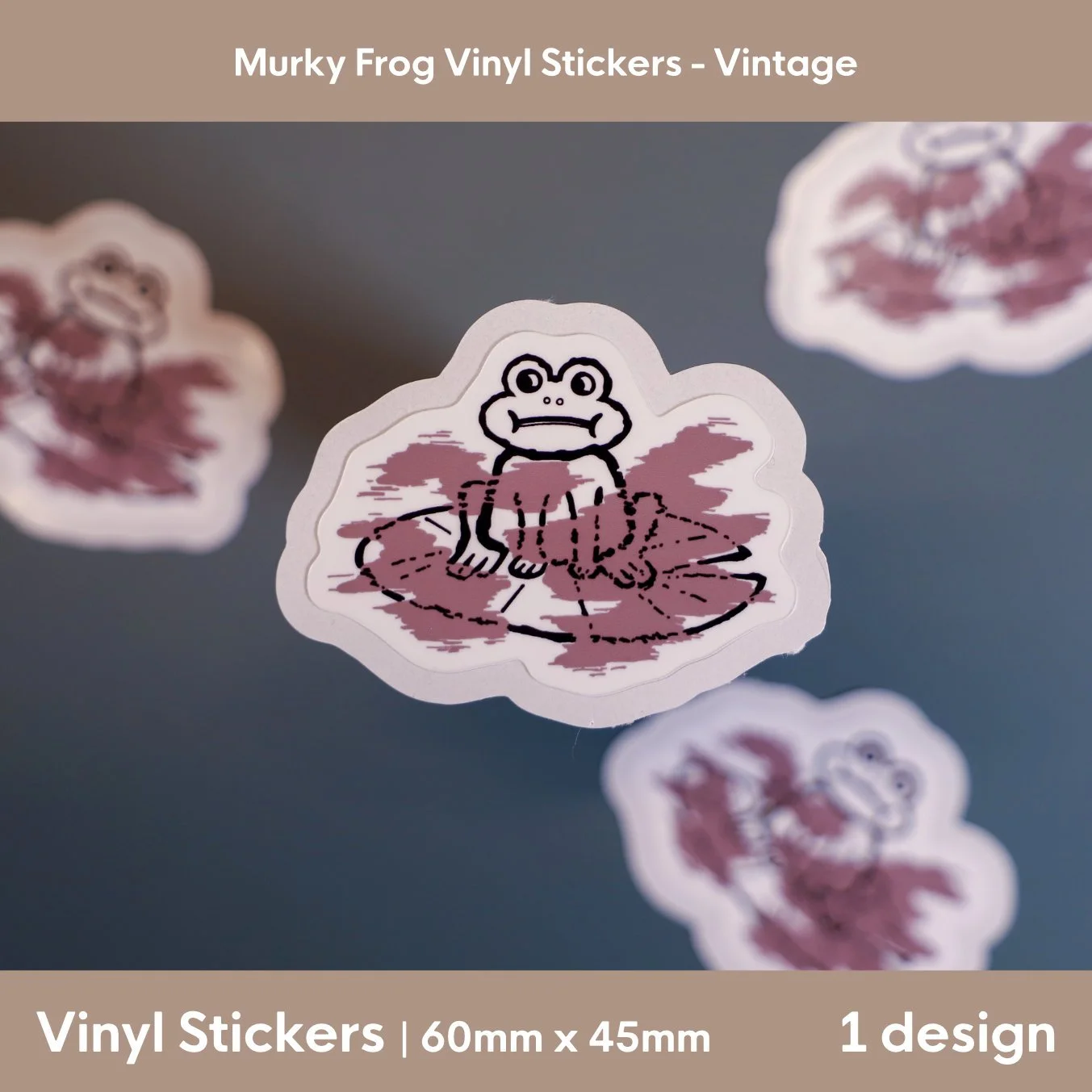 Animal Themed: Murky Frog Vinyl Sticker | 60mm x 45mm