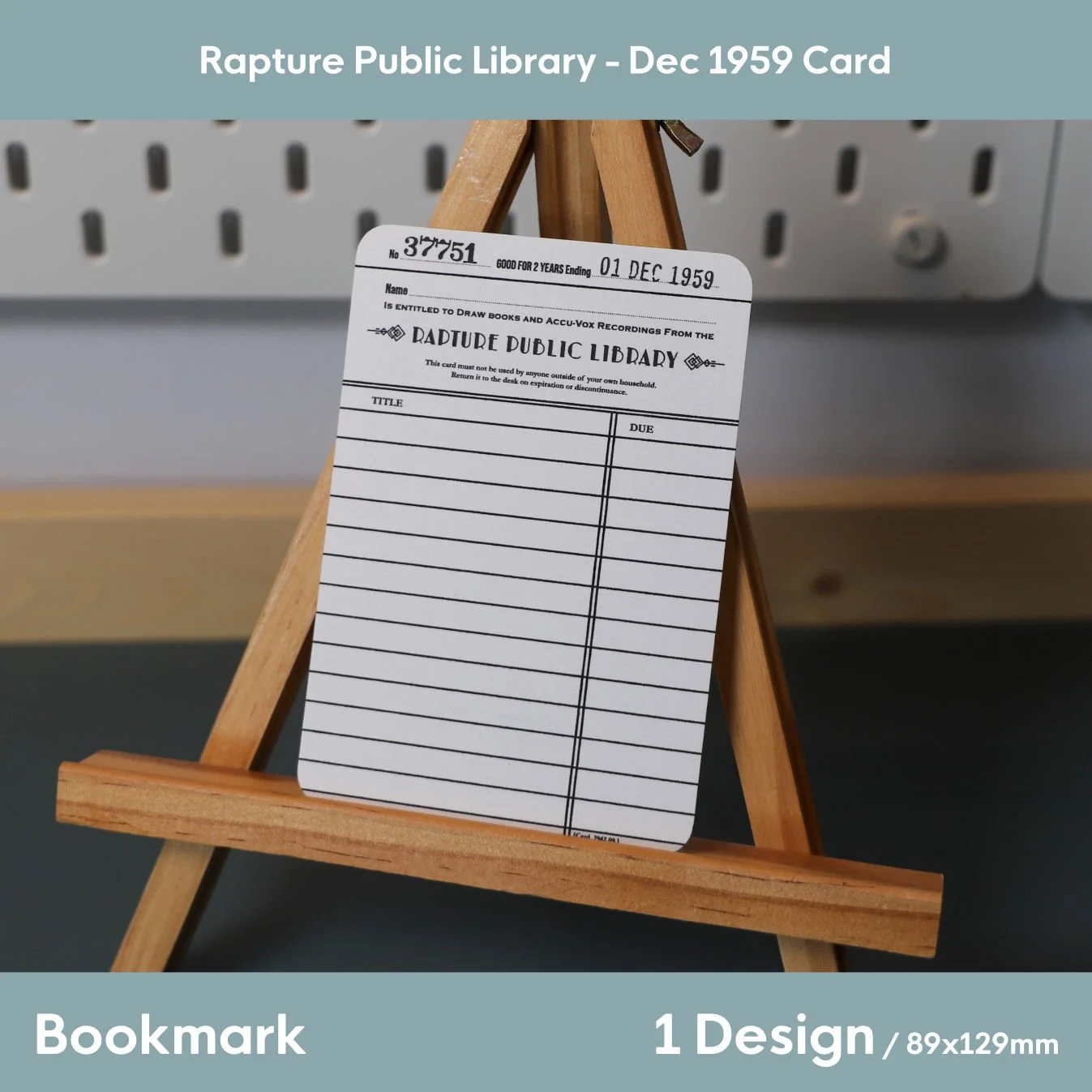 Rapture - Blank Dec 1959 Public Library Card Bookmark | 89mm x 129mm