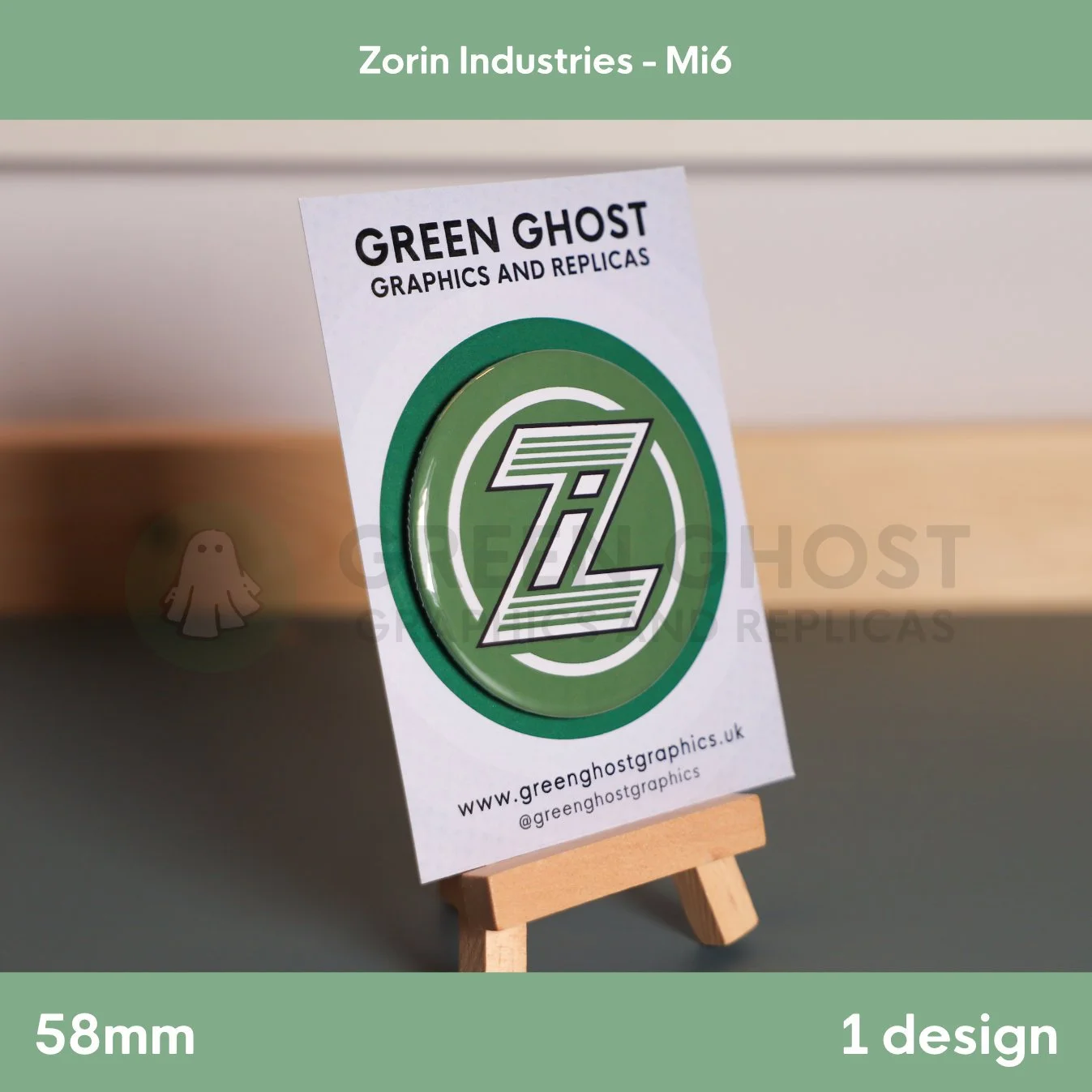 A circular badge with a white “Z” emblem on a green background shown on a branded card with text beneath.