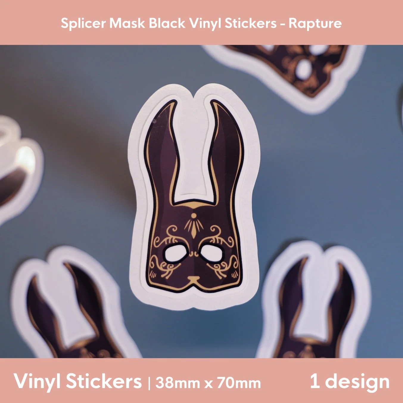 Rapture: Splicer Mask Black Vinyl Sticker | 38mm x 70mm