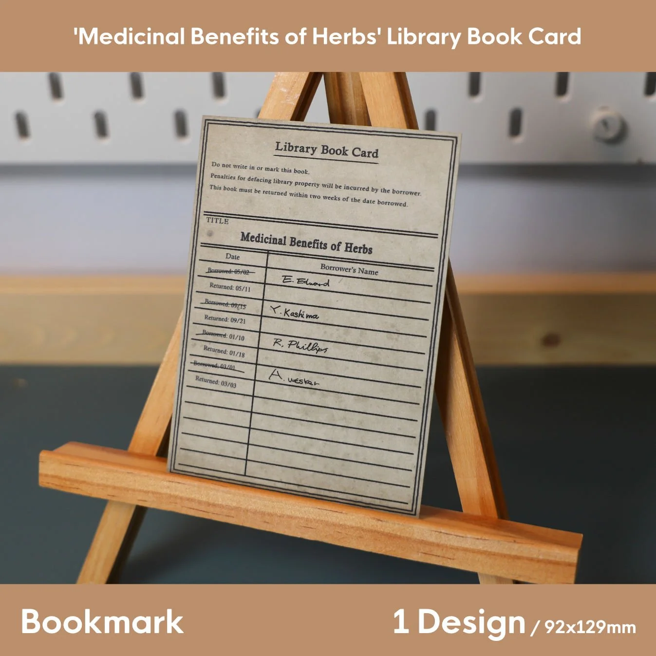 Raccoon City - 'Medicinal Benefits of Herbs' Library Card Bookmark | 92mm x 129mm