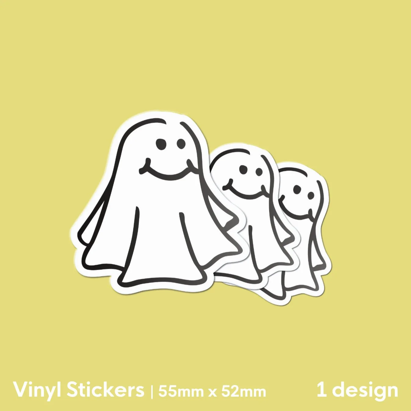 Ghostie: Happy Ghost Vinyl Sticker | 55mm x 52mm