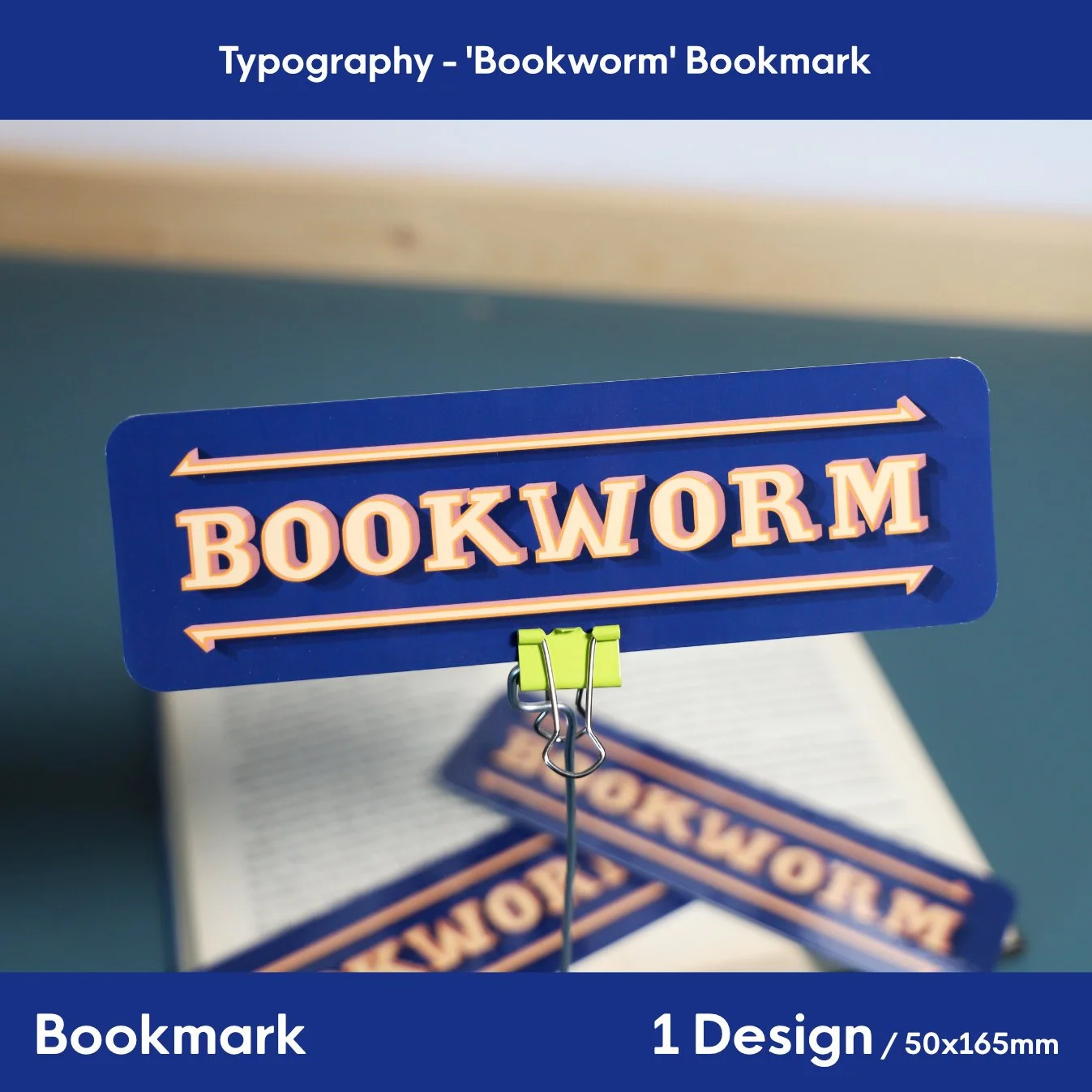 Typography: 'Bookworm' Bookmark | 50x165mm