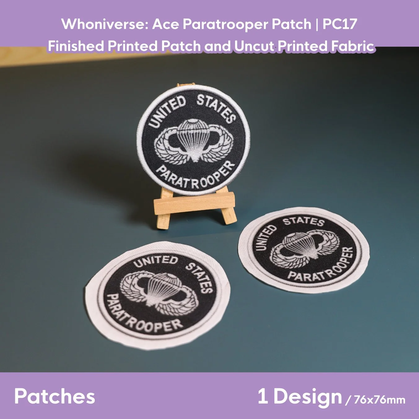 Whoniverse: Ace 'United States Paratrooper' Printed Patch | 76mm x 76mm