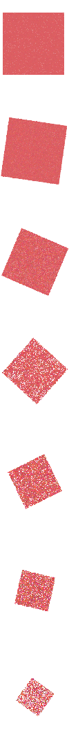 A series of seven red squares that gradually become smaller and fuzzier.