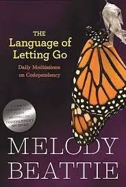 Cover of "The Language of Letting Go" by Melody Beattie featuring a monarch butterfly and a medallion indicating it is a winner of a self-help award.