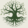 green tree with large roots