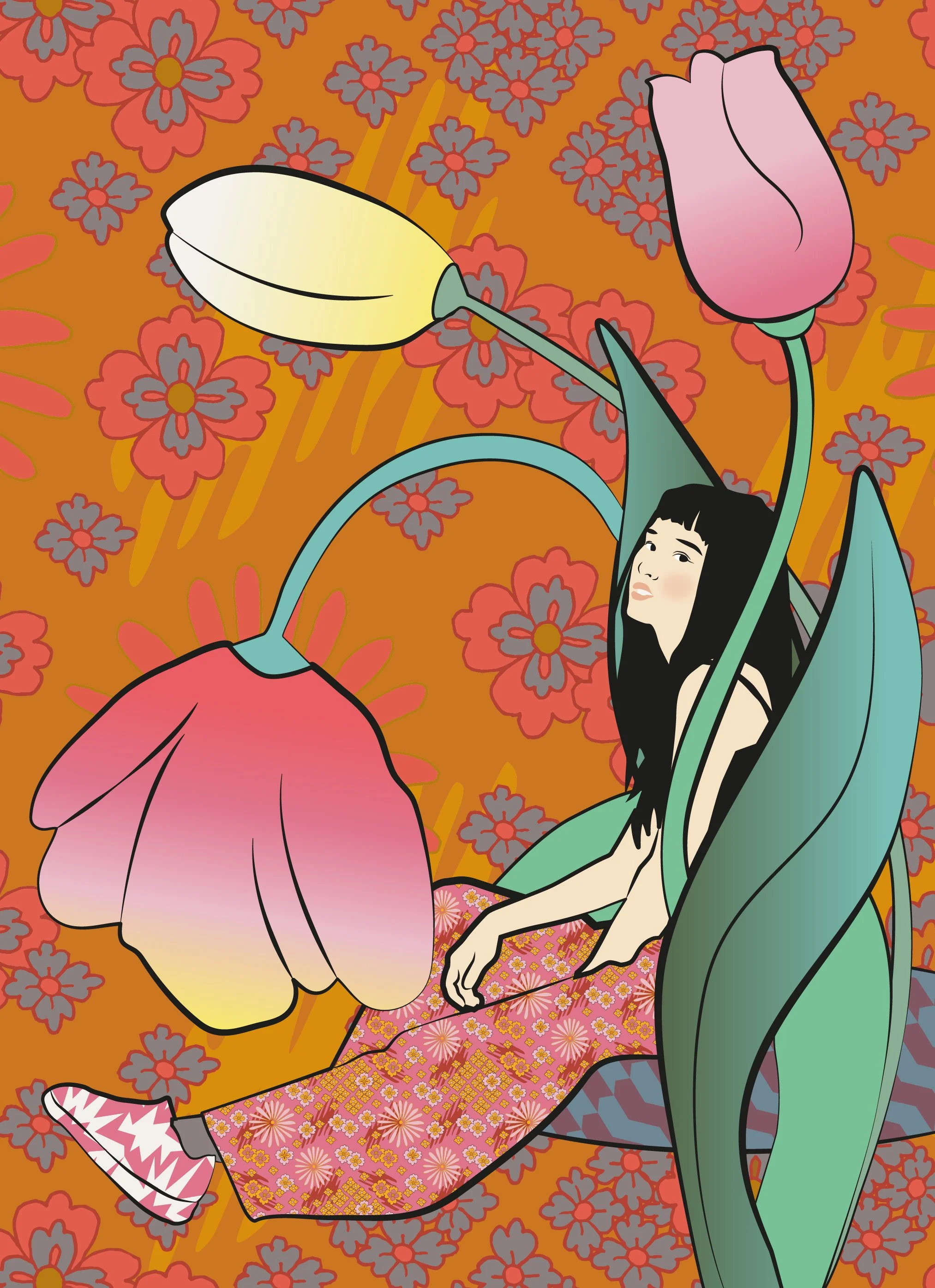 Patterned portrait of a teenager 