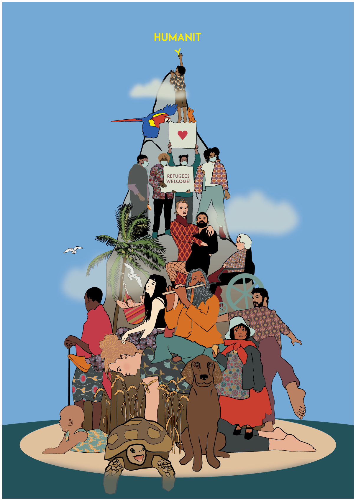 Poster design with patterned portraits